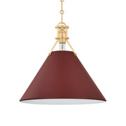 Painted No. 2 16" Pendant, Aged Brass/Soft Crimson Finish
