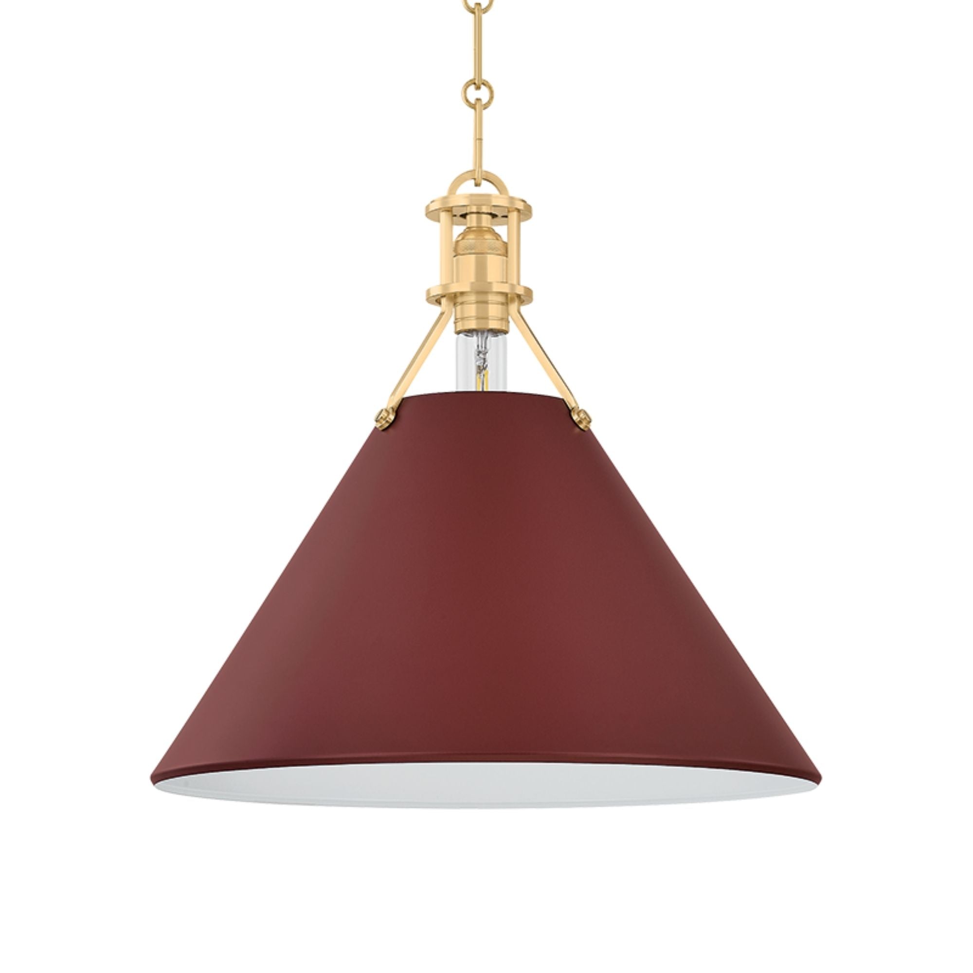 Painted No. 2 16" Pendant, Aged Brass/Soft Crimson Finish