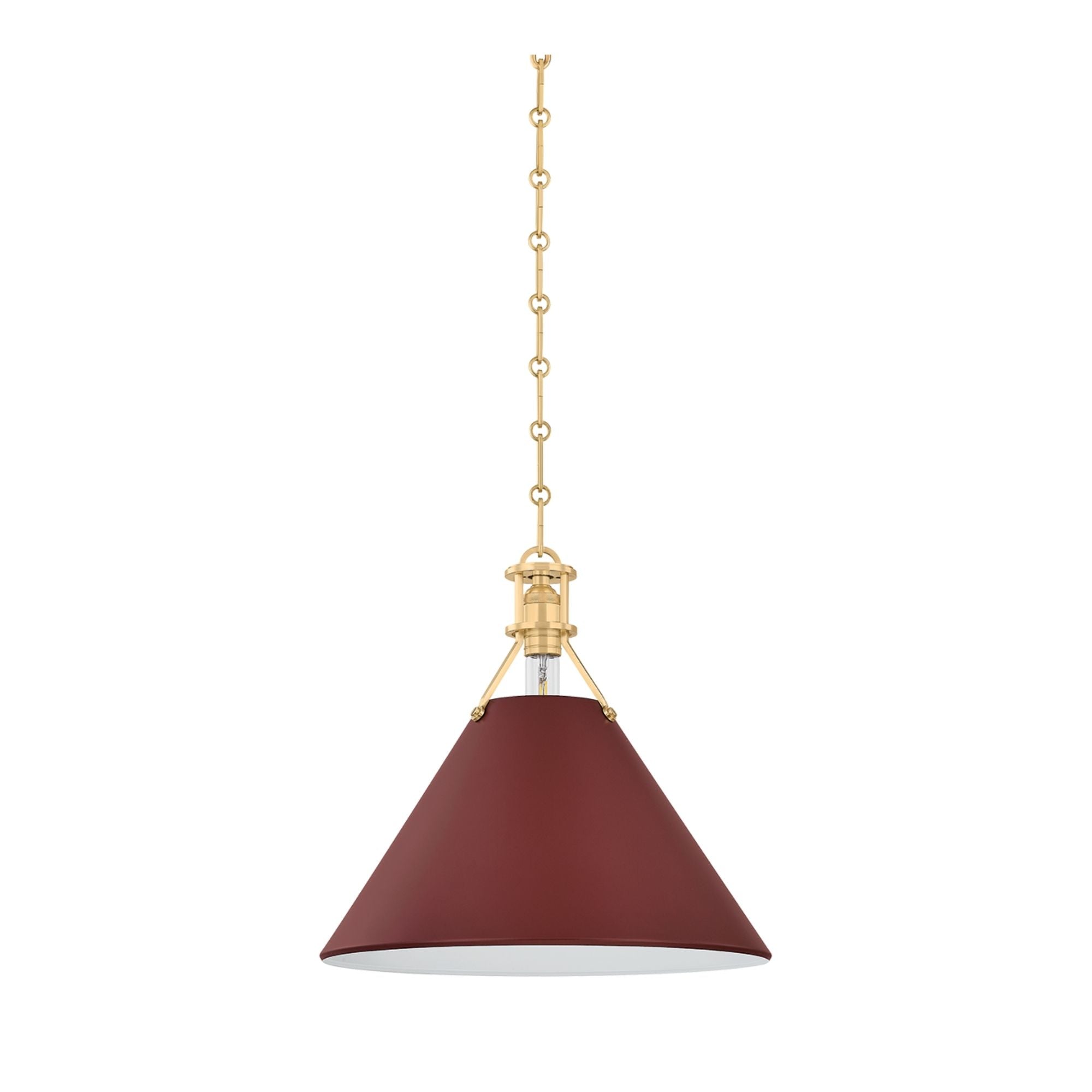 Painted No. 2 16" Pendant, Aged Brass/Soft Crimson Finish