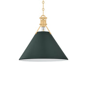 Painted No. 2 16" Pendant, Aged Brass/Soft Studio Green Finish