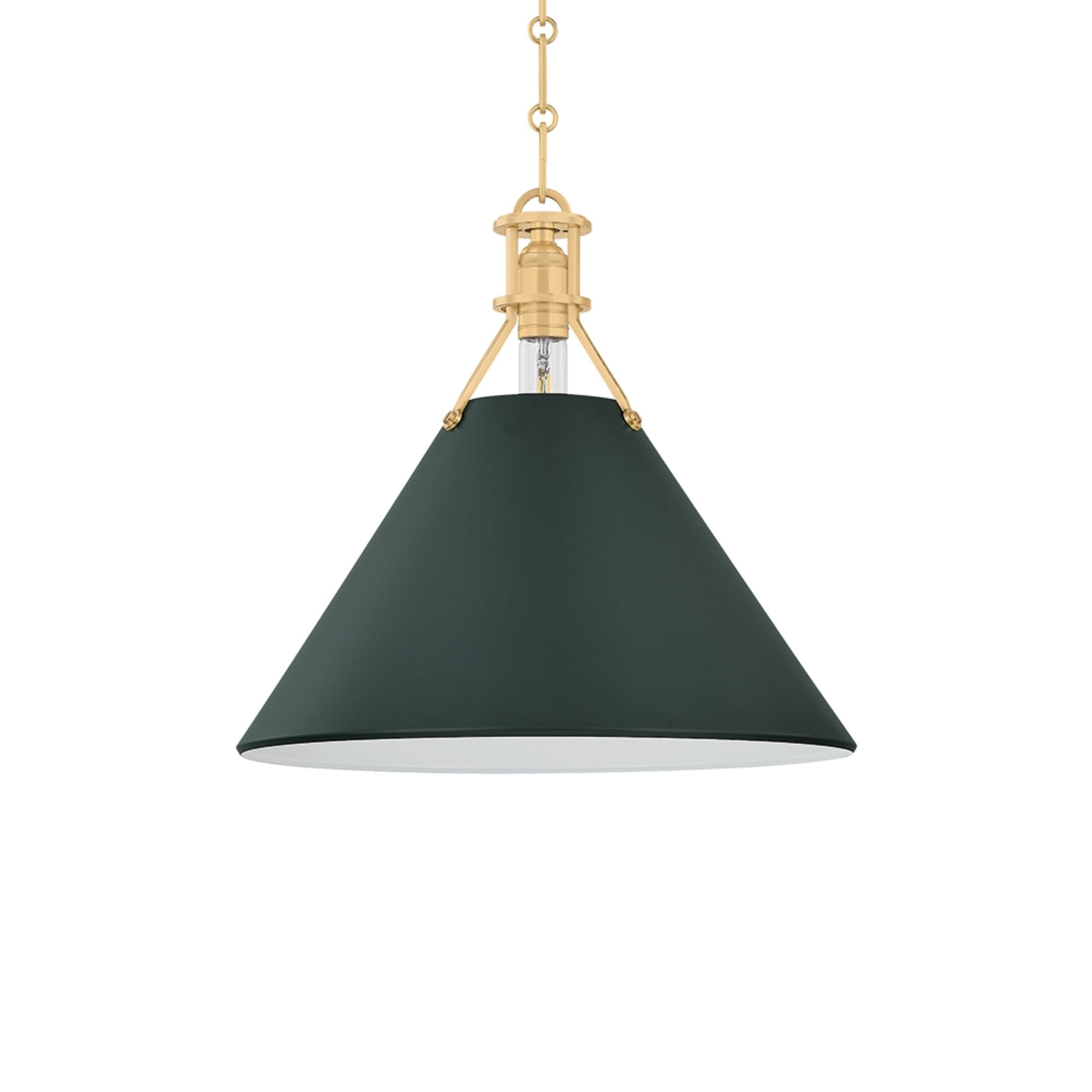 Painted No. 2 16" Pendant, Aged Brass/Soft Studio Green Finish