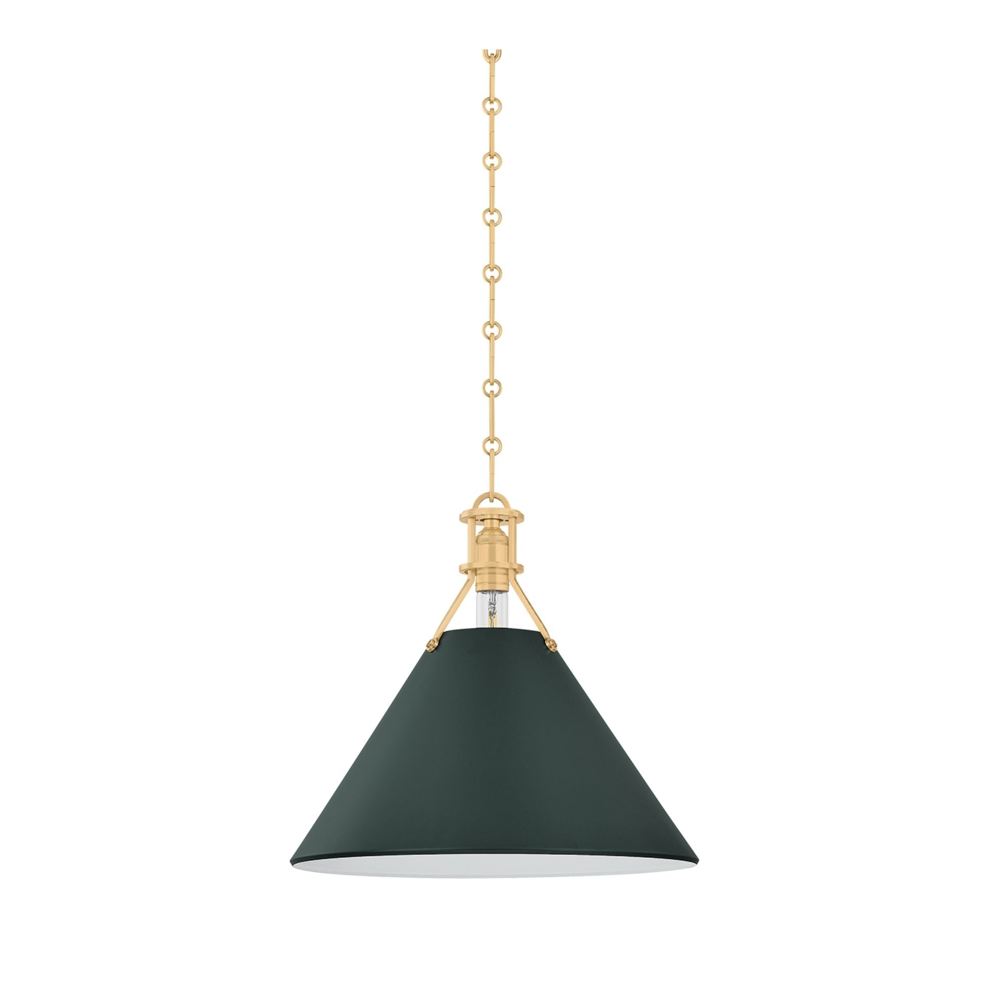 Painted No. 2 16" Pendant, Aged Brass/Soft Studio Green Finish