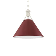 Painted No. 2 16" Pendant, Polished Nickel/Soft Crimson Finish