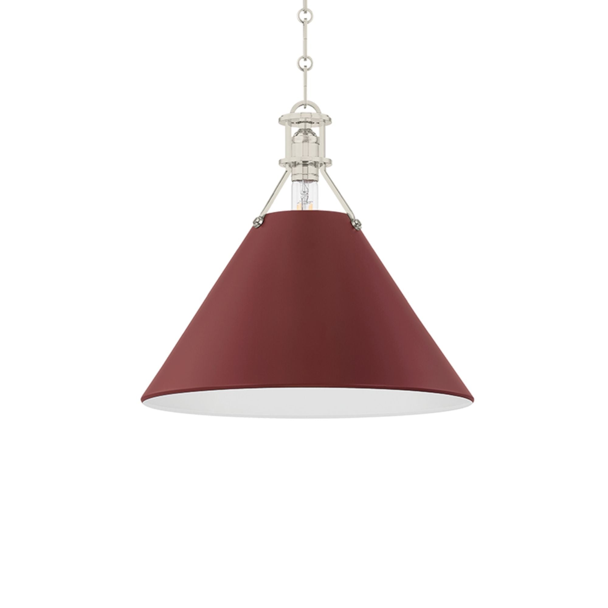 Painted No. 2 16" Pendant, Polished Nickel/Soft Crimson Finish