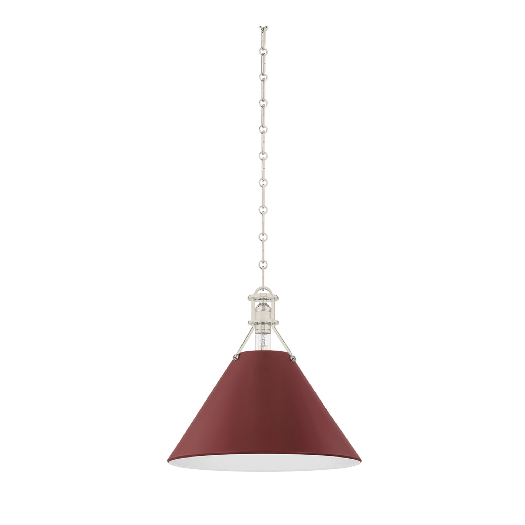 Painted No. 2 16" Pendant, Polished Nickel/Soft Crimson Finish