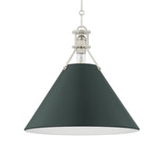 Painted No. 2 16" Pendant, Polished Nickel/Soft Studio Green Finish