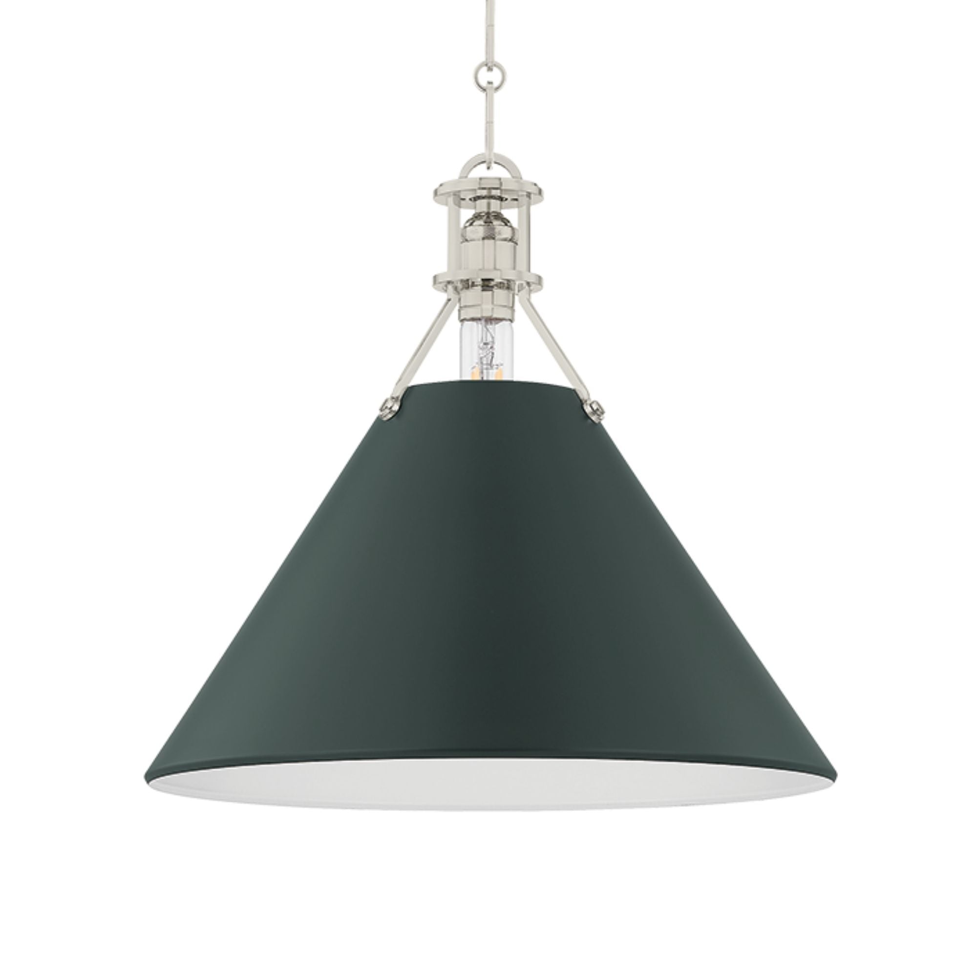 Painted No. 2 16" Pendant, Polished Nickel/Soft Studio Green Finish