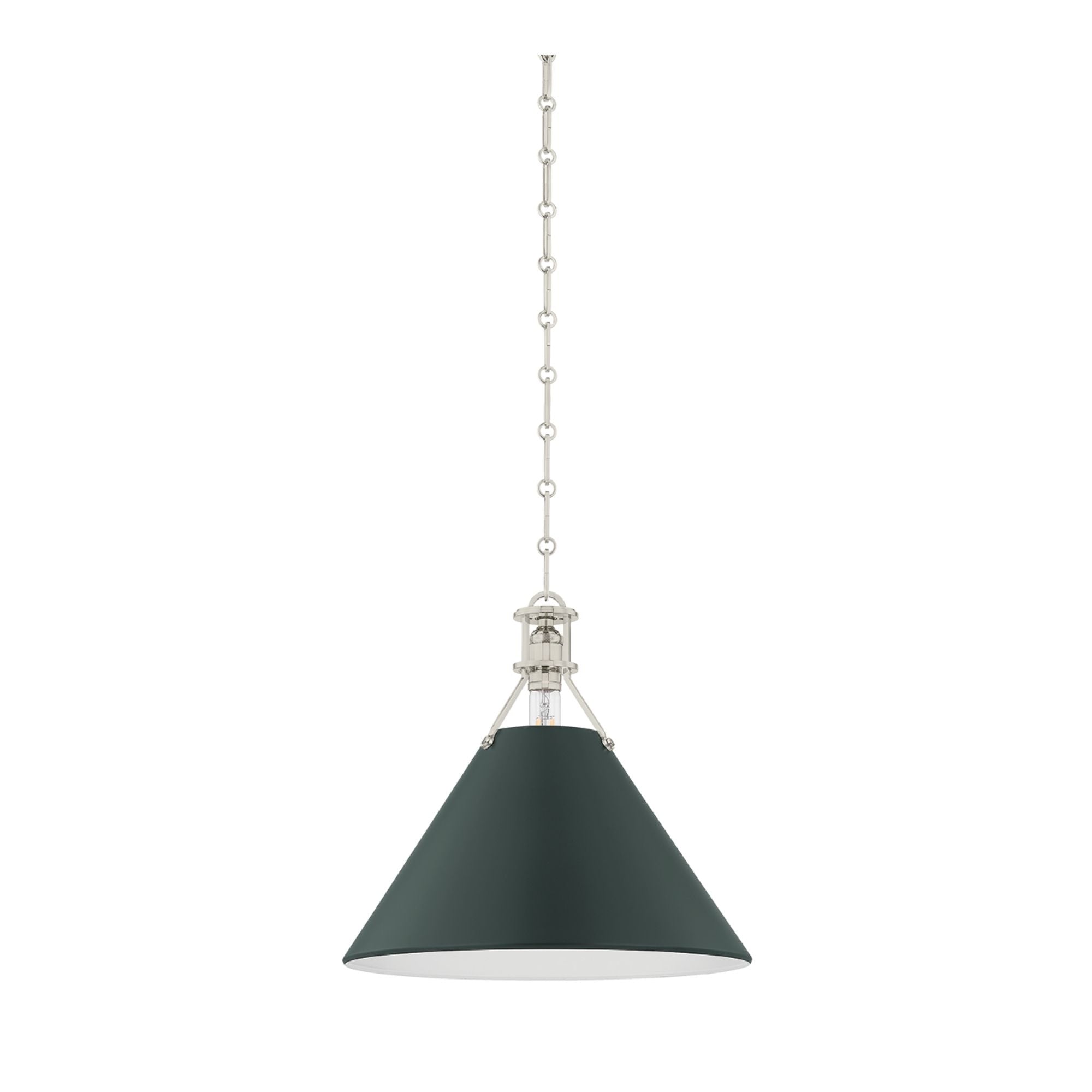 Painted No. 2 16" Pendant, Polished Nickel/Soft Studio Green Finish