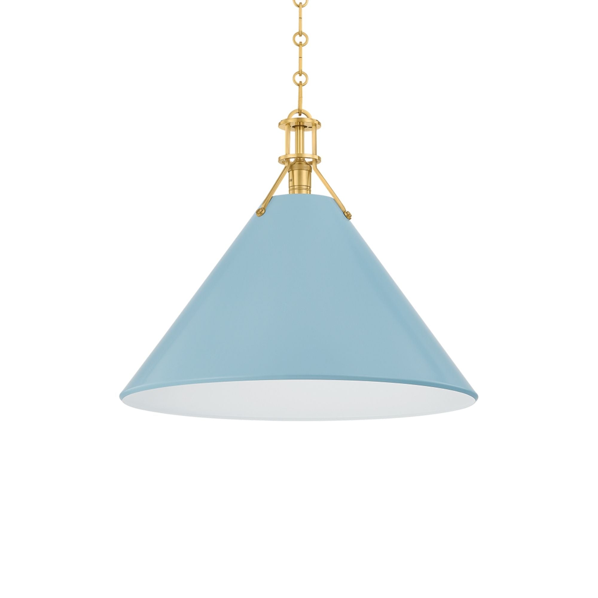 Painted No. 2 21" Pendant, Aged Brass/Blue Bird Finish