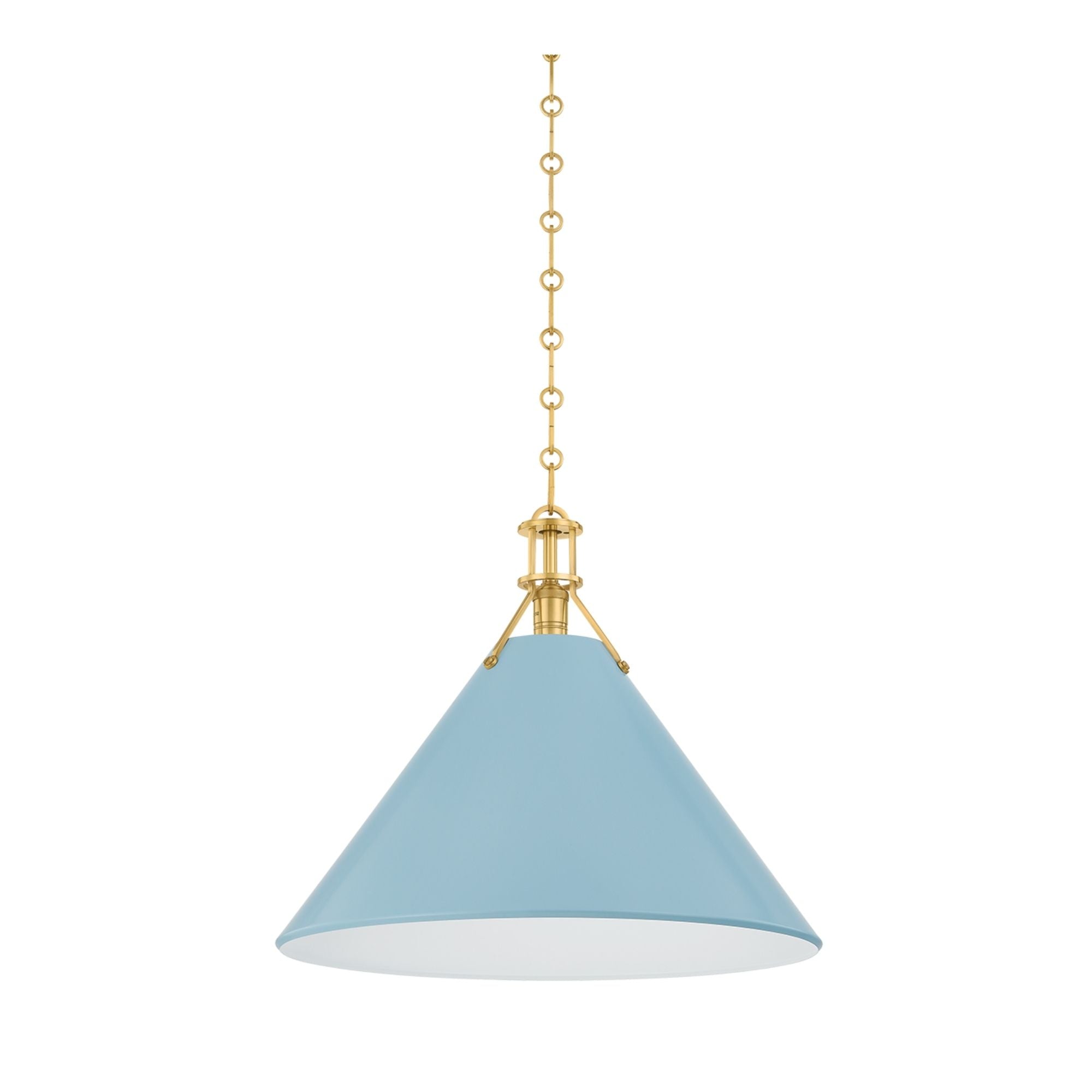 Painted No. 2 21" Pendant, Aged Brass/Blue Bird Finish