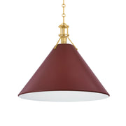 Painted No. 2 21" Pendant, Aged Brass/Soft Crimson Finish