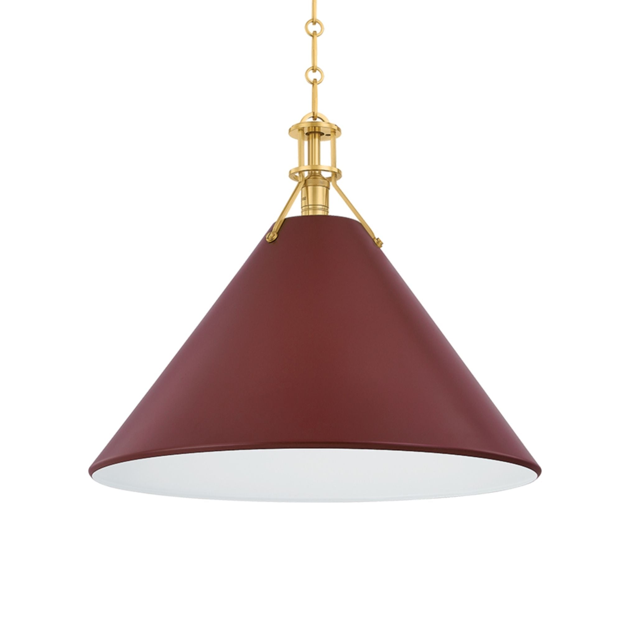 Painted No. 2 21" Pendant, Aged Brass/Soft Crimson Finish