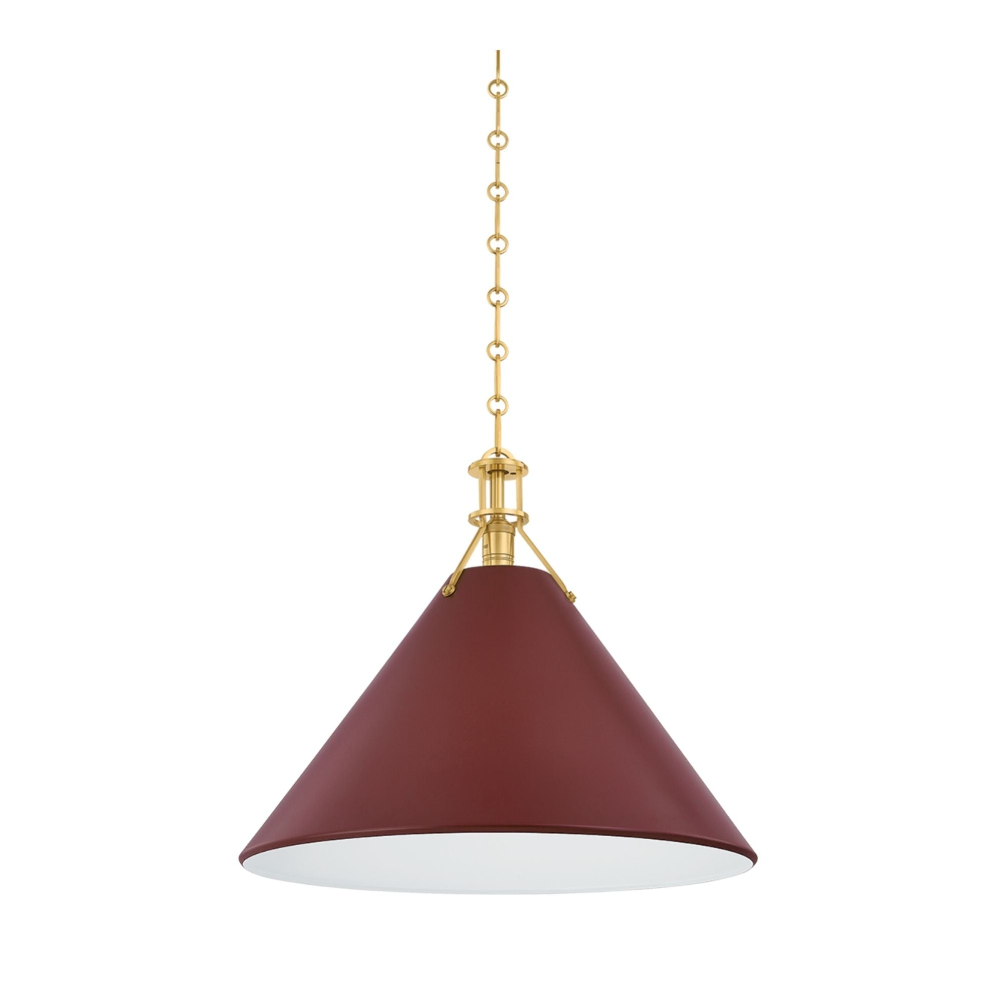 Painted No. 2 21" Pendant, Aged Brass/Soft Crimson Finish