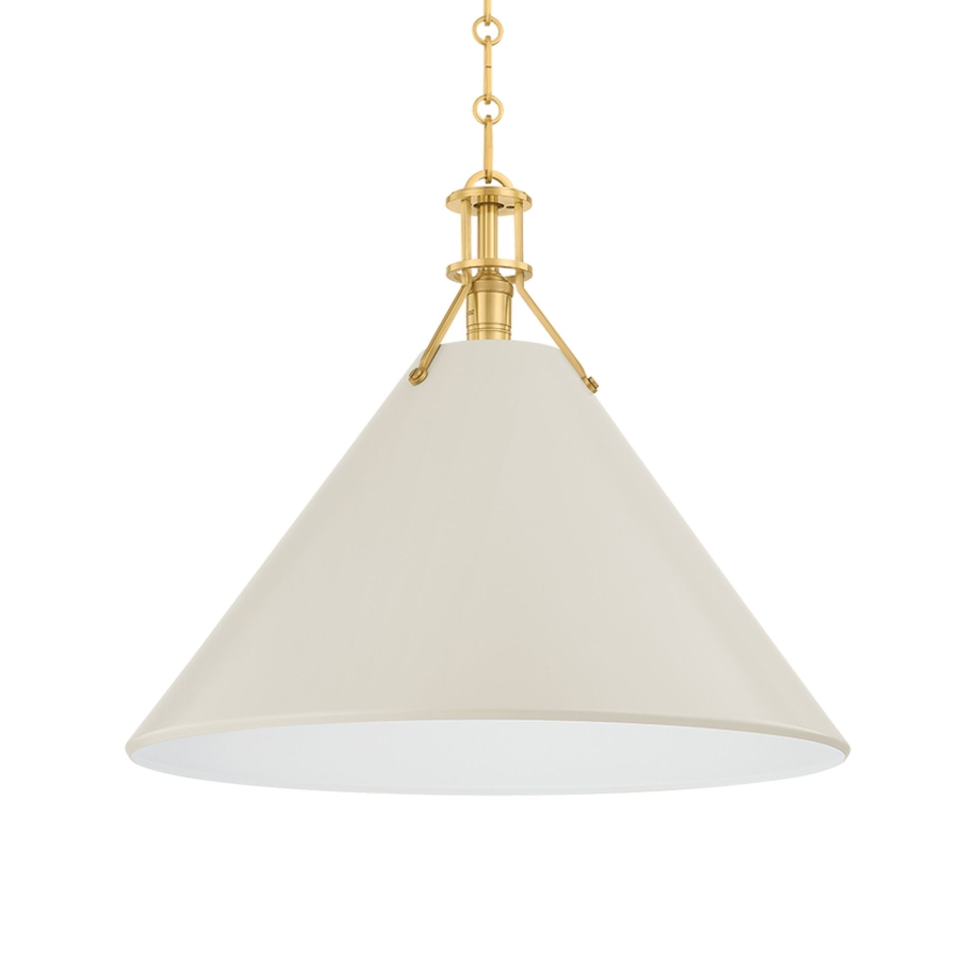 Painted No. 2 21" Pendant, Aged Brass/Off-White Finish