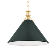 Painted No. 2 21" Pendant, Aged Brass/Soft Studio Green Finish