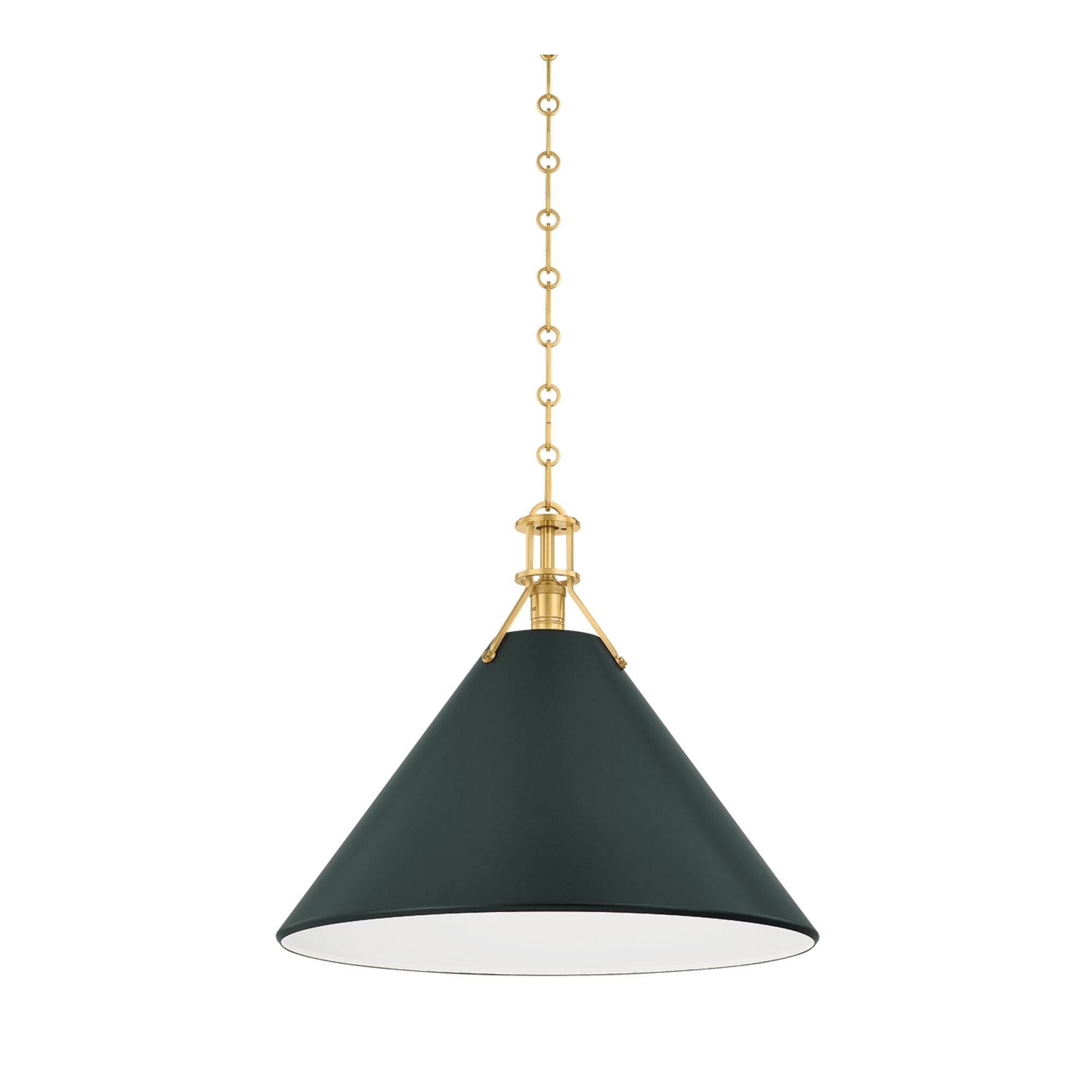 Painted No. 2 21" Pendant, Aged Brass/Soft Studio Green Finish