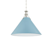 Painted No. 2 21" Pendant, Polished Nickel/Blue Bird Finish