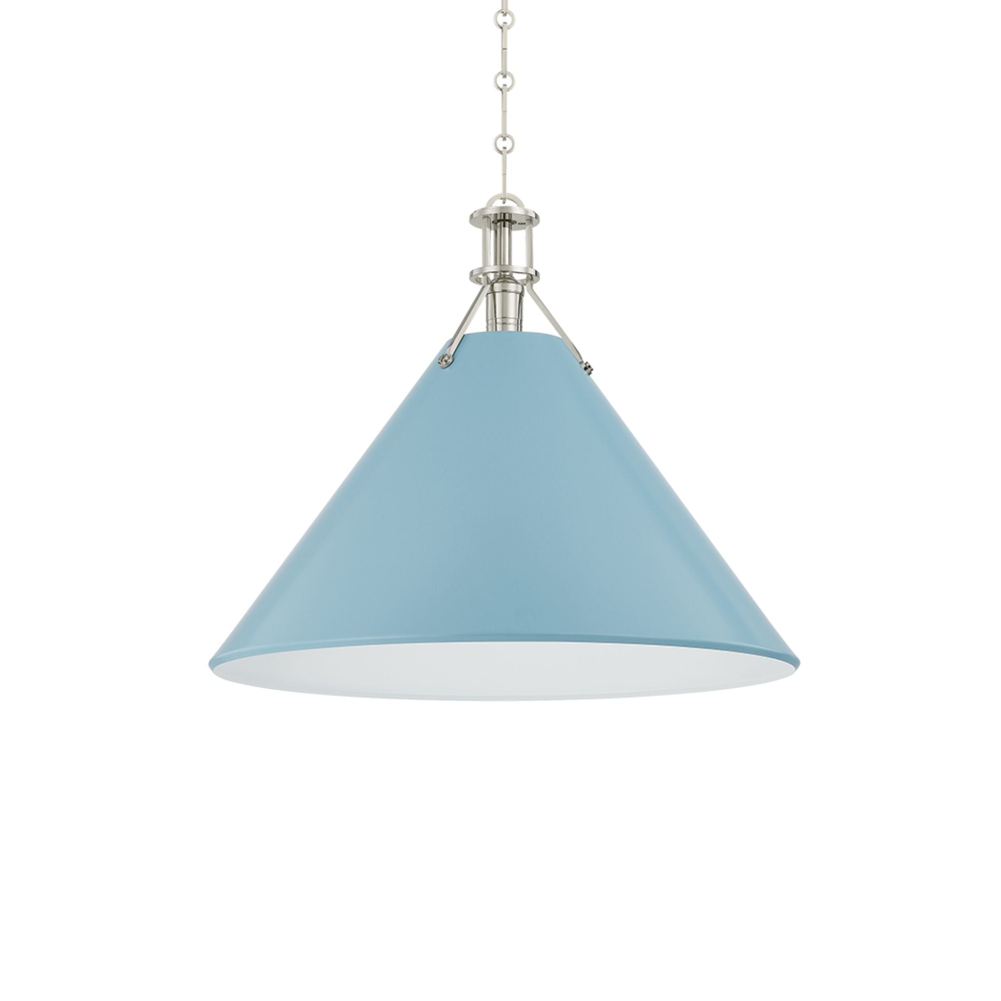 Painted No. 2 21" Pendant, Polished Nickel/Blue Bird Finish