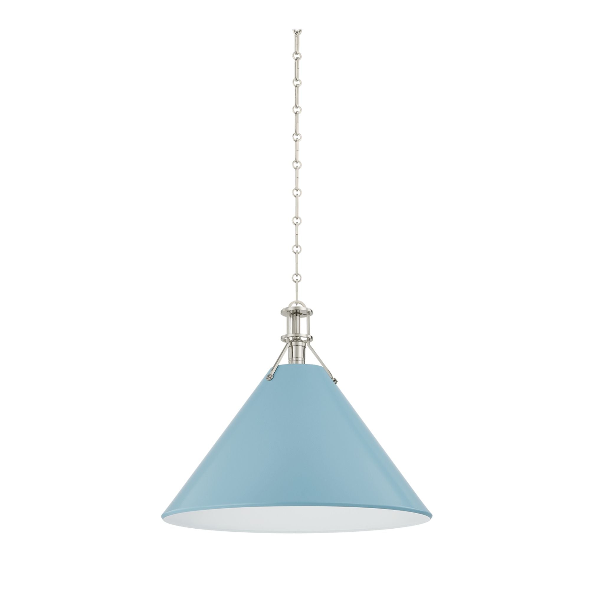 Painted No. 2 21" Pendant, Polished Nickel/Blue Bird Finish