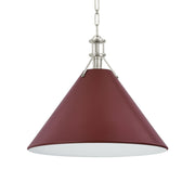 Painted No. 2 21" Pendant, Polished Nickel/Soft Crimson Finish