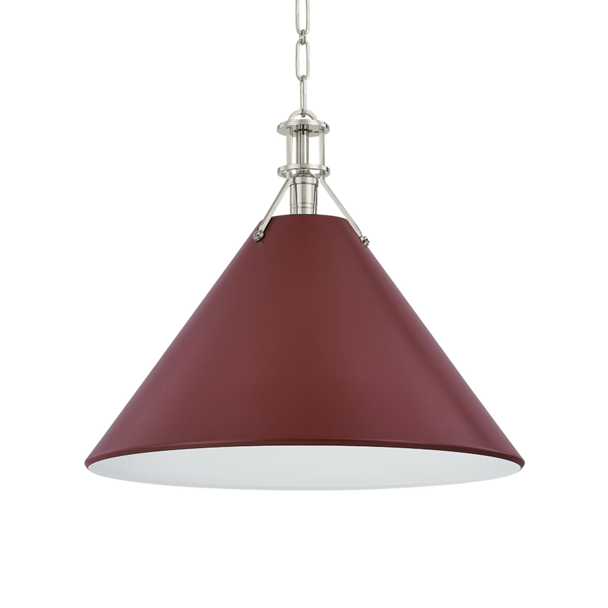 Painted No. 2 21" Pendant, Polished Nickel/Soft Crimson Finish