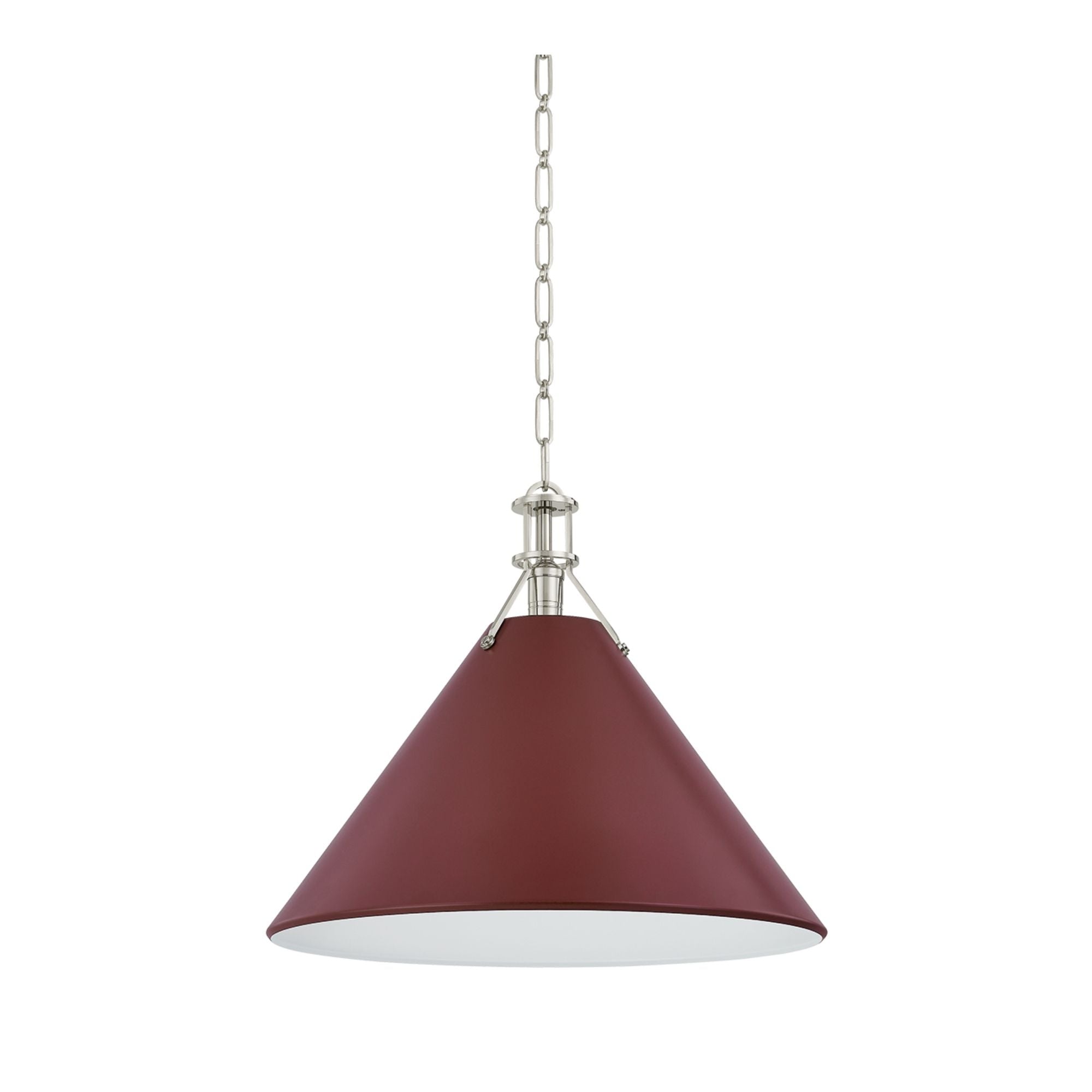 Painted No. 2 21" Pendant, Polished Nickel/Soft Crimson Finish