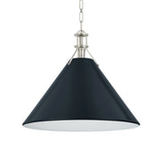 Painted No. 2 21" Pendant, Polished Nickel/Darkest Blue Finish
