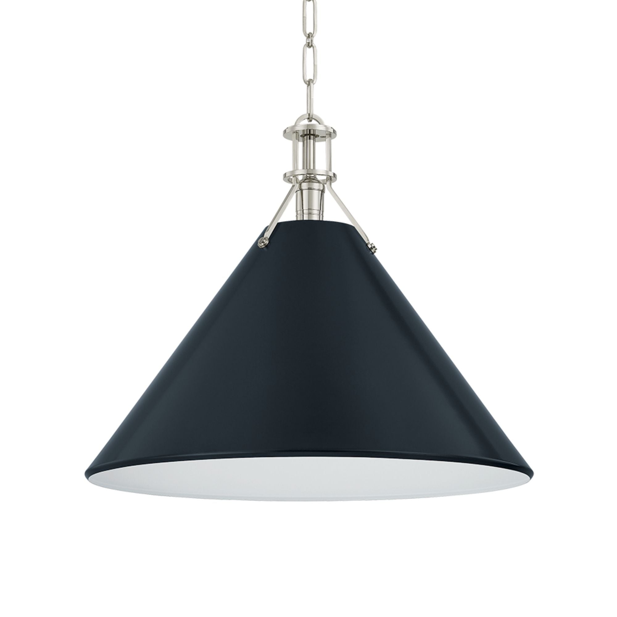 Painted No. 2 21" Pendant, Polished Nickel/Darkest Blue Finish