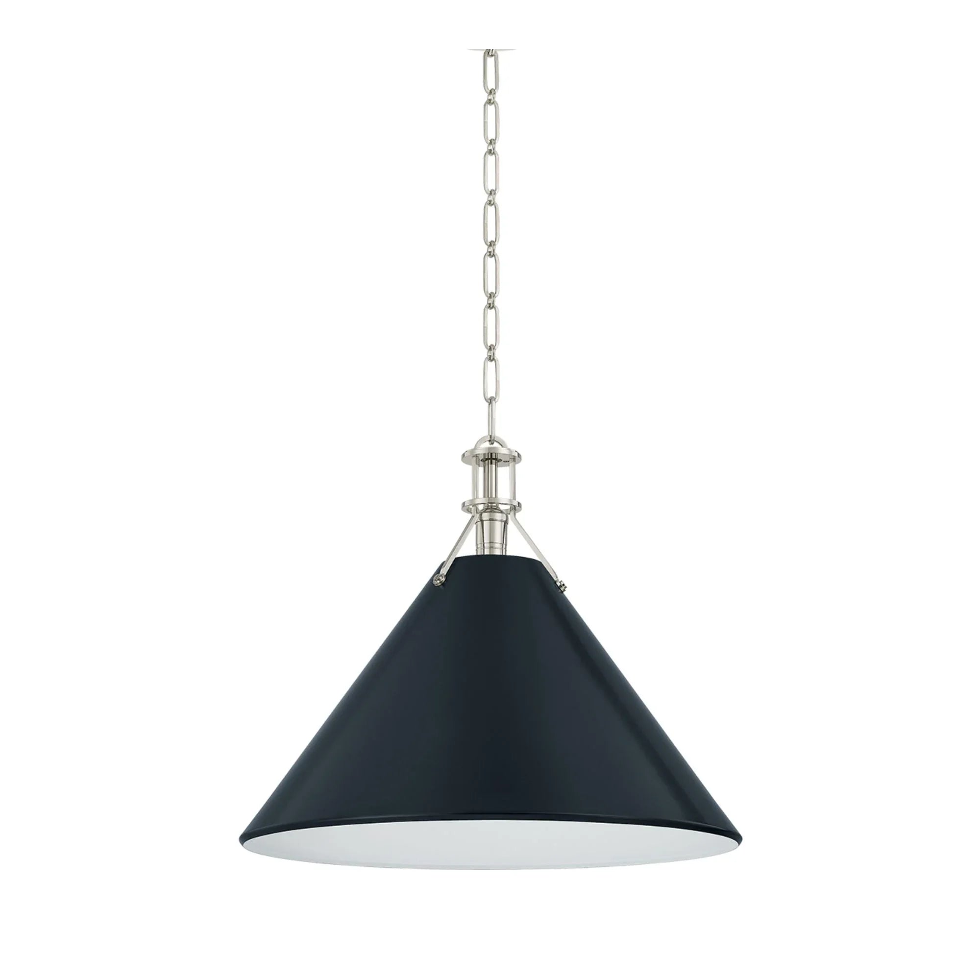 Painted No. 2 21" Pendant, Polished Nickel/Darkest Blue Finish