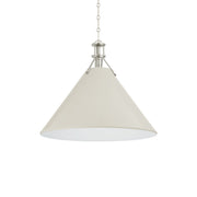 Painted No. 2 21" Pendant, Polished Nickel/Off-White Finish