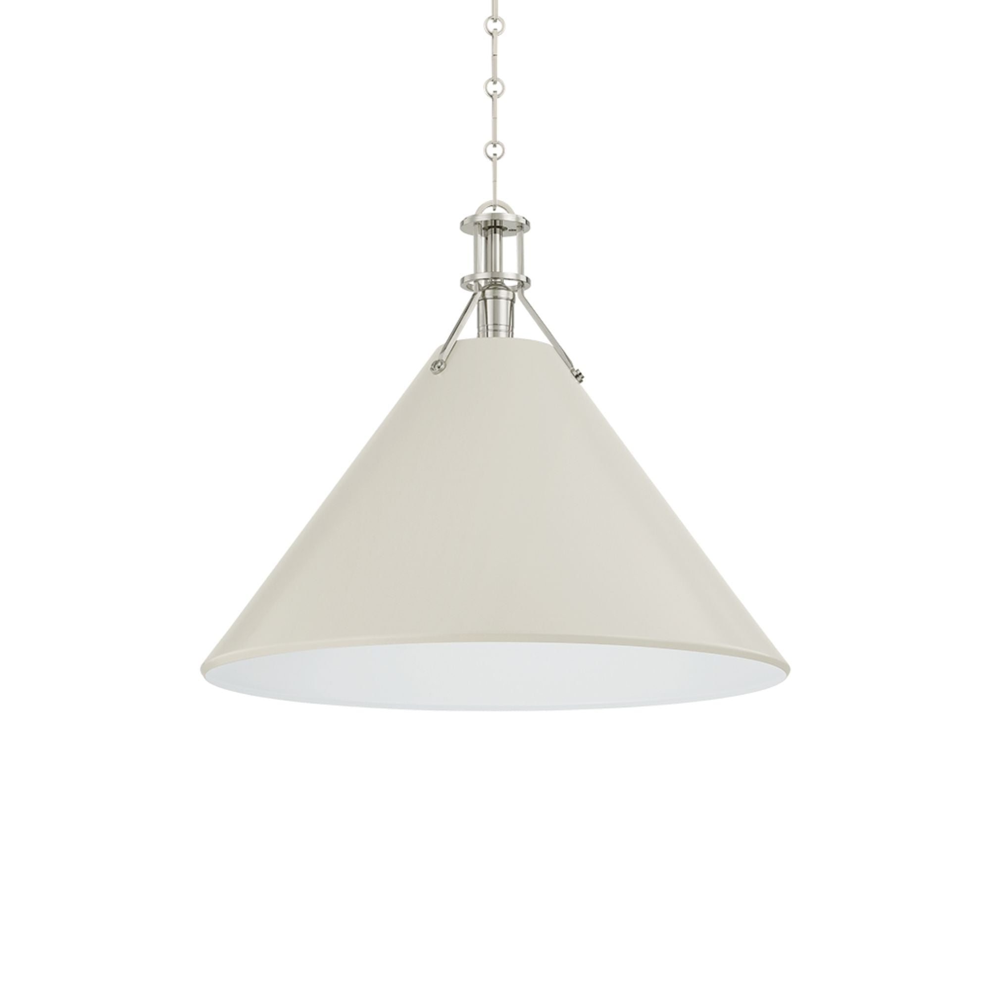 Painted No. 2 21" Pendant, Polished Nickel/Off-White Finish