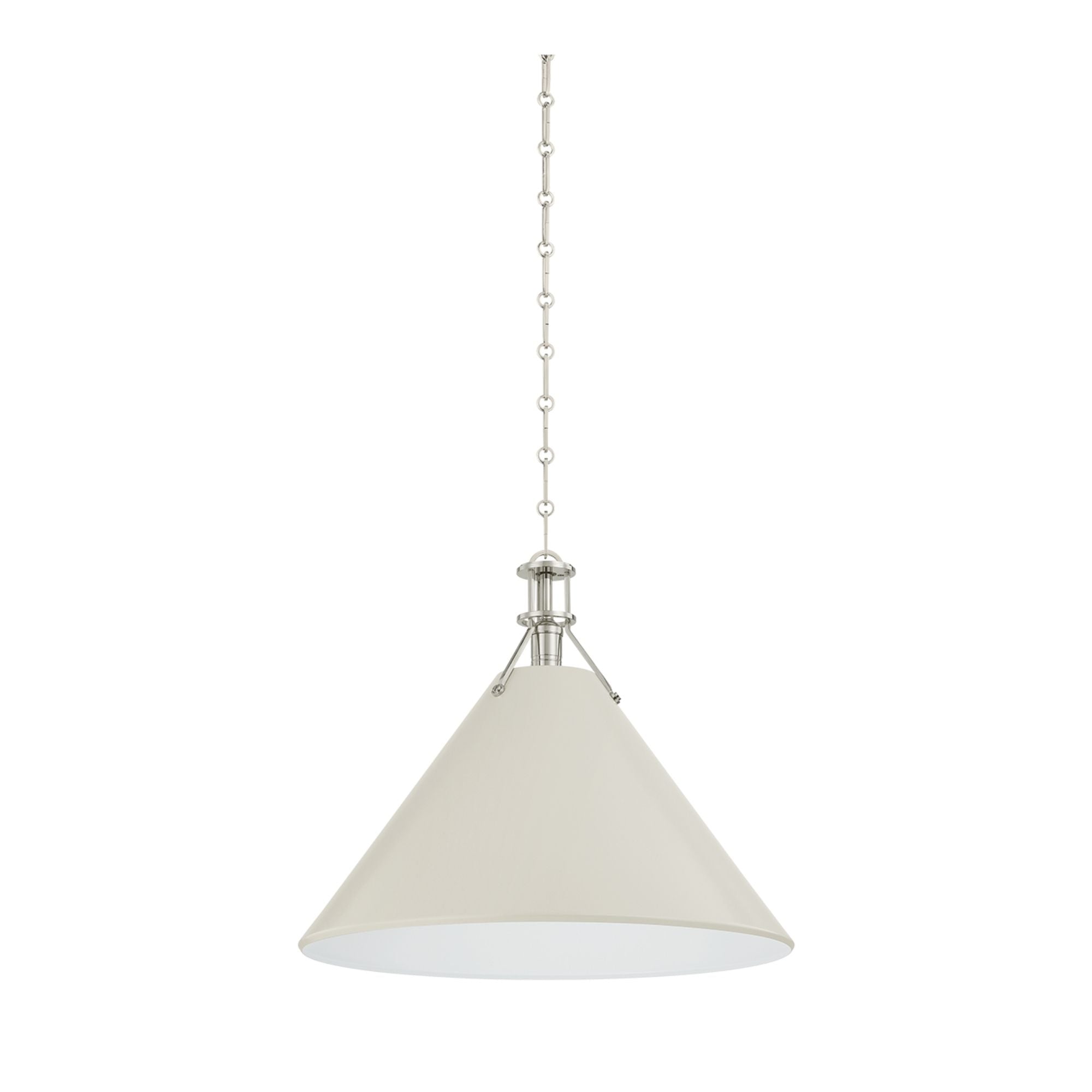 Painted No. 2 21" Pendant, Polished Nickel/Off-White Finish