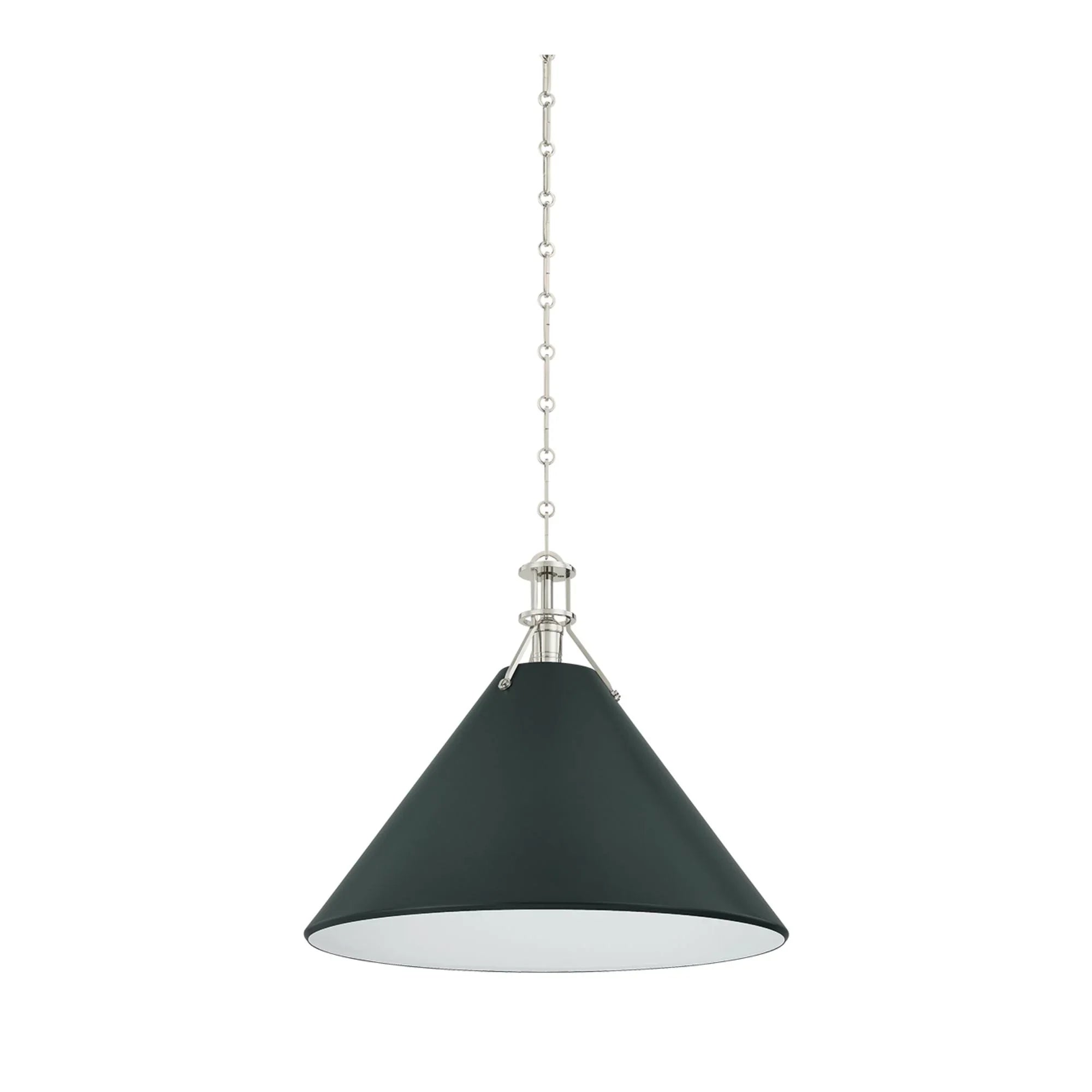 Painted No. 2 21" Pendant, Polished Nickel/Soft Studio Green Finish