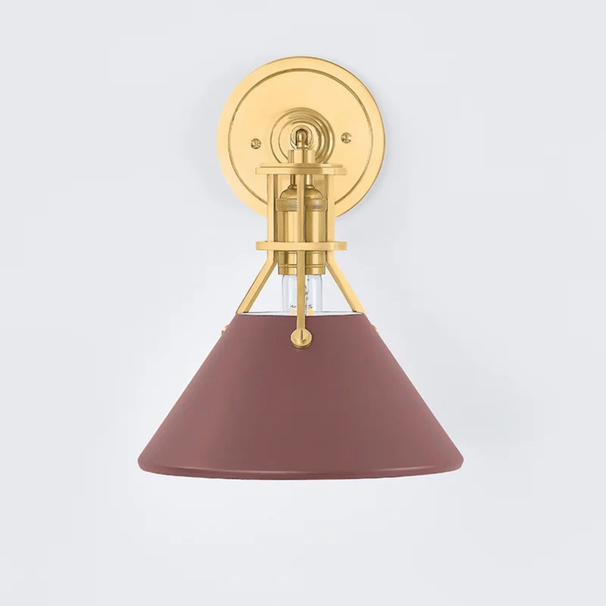 Painted No. 2 12" Wall Sconce, Aged Brass/Soft Crimson Finish