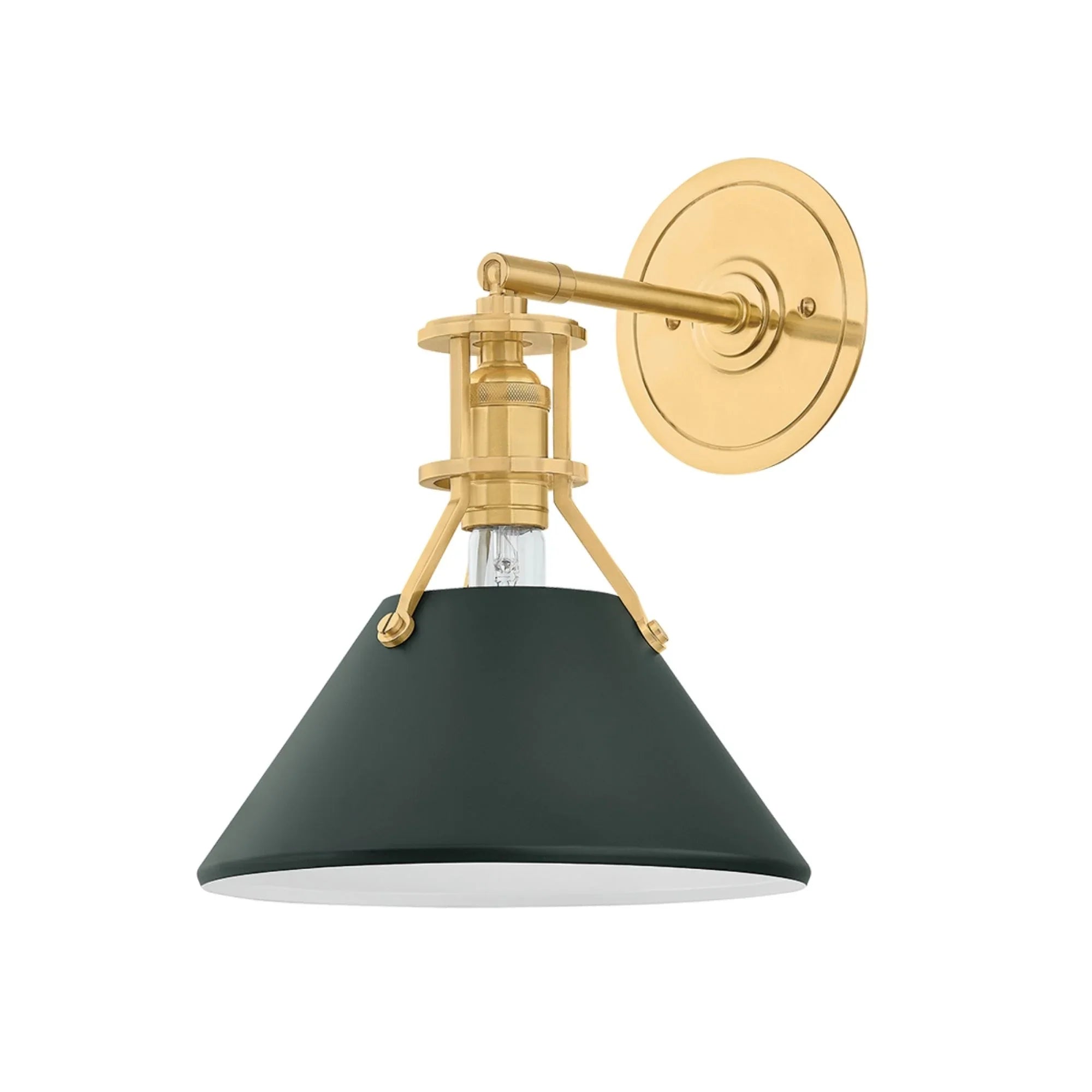 Painted No. 2 12" Wall Sconce, Aged Brass/Soft Studio Green Finish