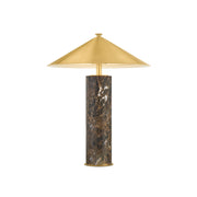 Hudson Valley Permont 15 in. Table Lamp, Aged Brass with Honed Emperador Marble Base