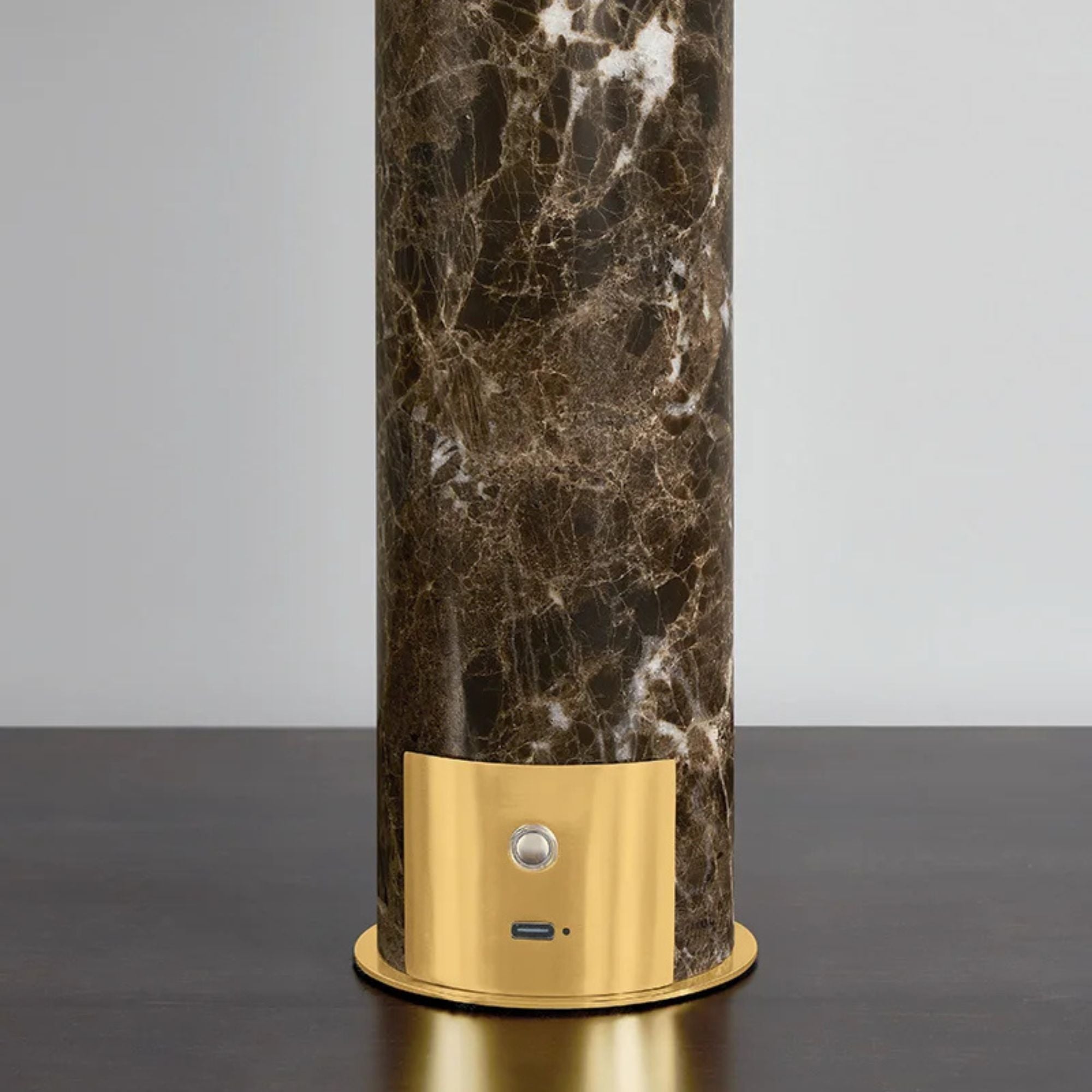 Hudson Valley Permont 15 in. Table Lamp, Aged Brass with Honed Emperador Marble Base