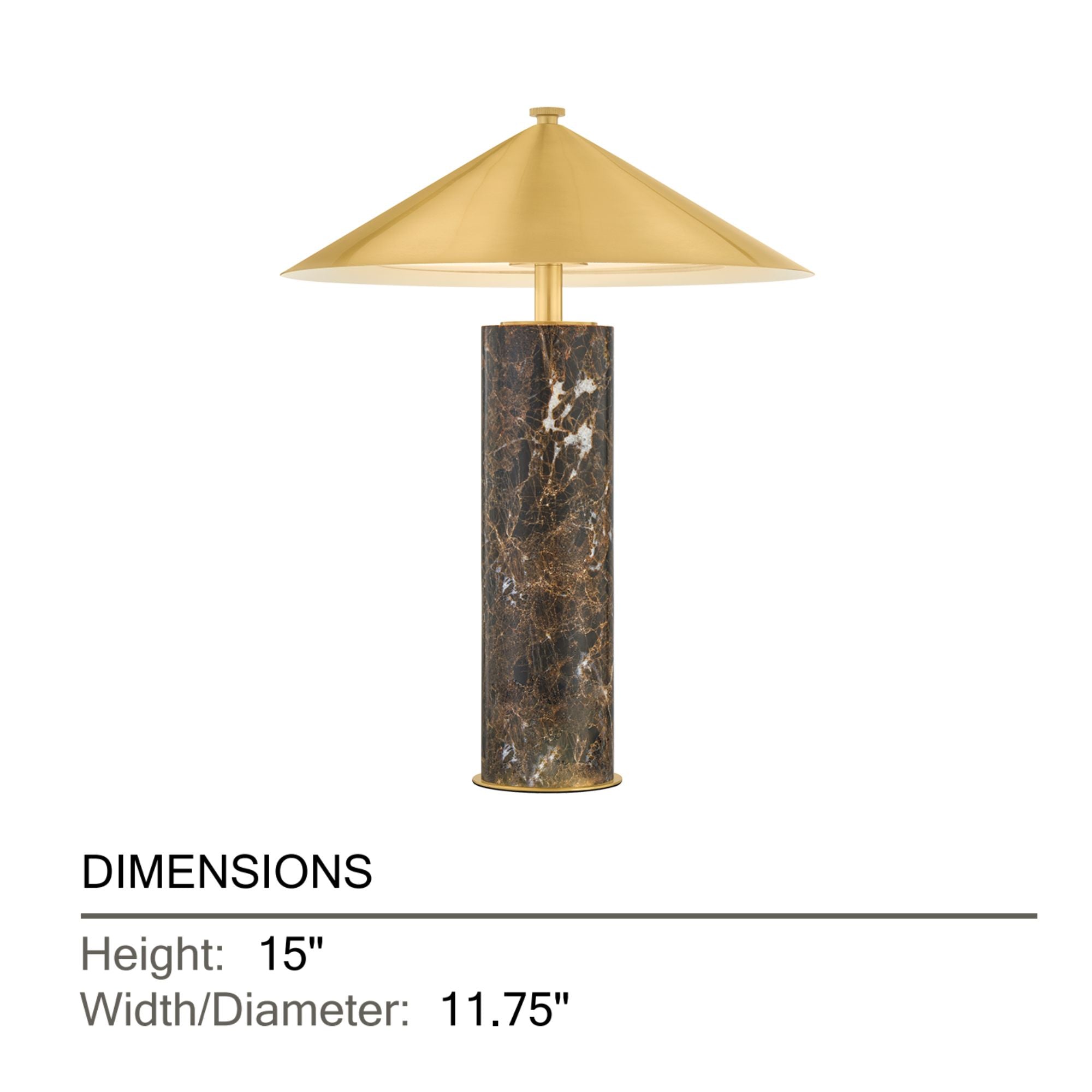 Hudson Valley Permont 15 in. Table Lamp, Aged Brass with Honed Emperador Marble Base