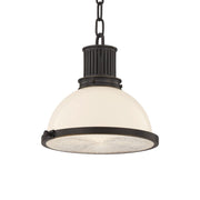 Hudson Valley Pinesbridge 10.5 in. Pendant Light, Distressed Bronze with Opal Glossy & Holophane Glass