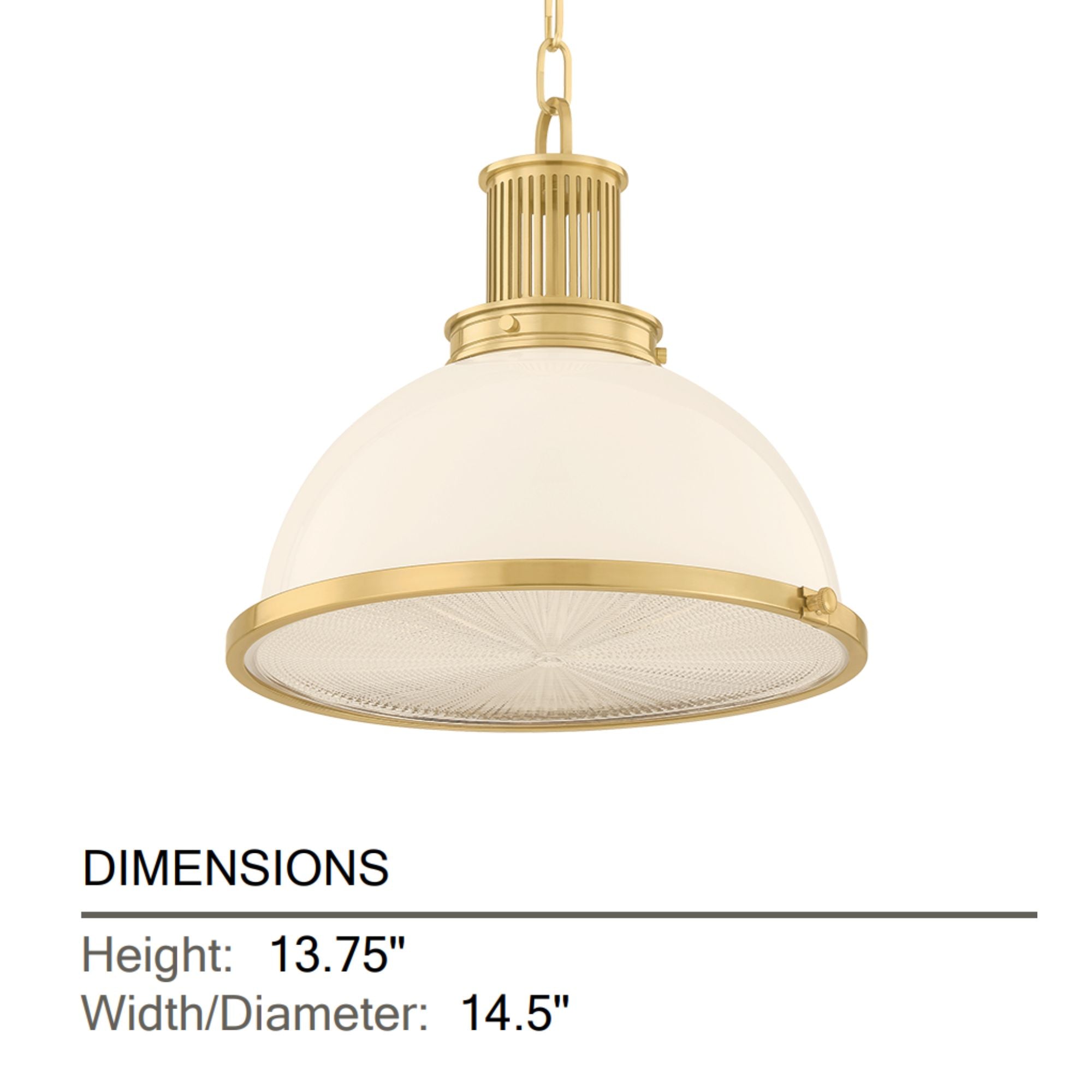 Hudson Valley Pinesbridge 14.5 in. Pendant Light, Aged Brass with Opal Glossy & Holophane Glass