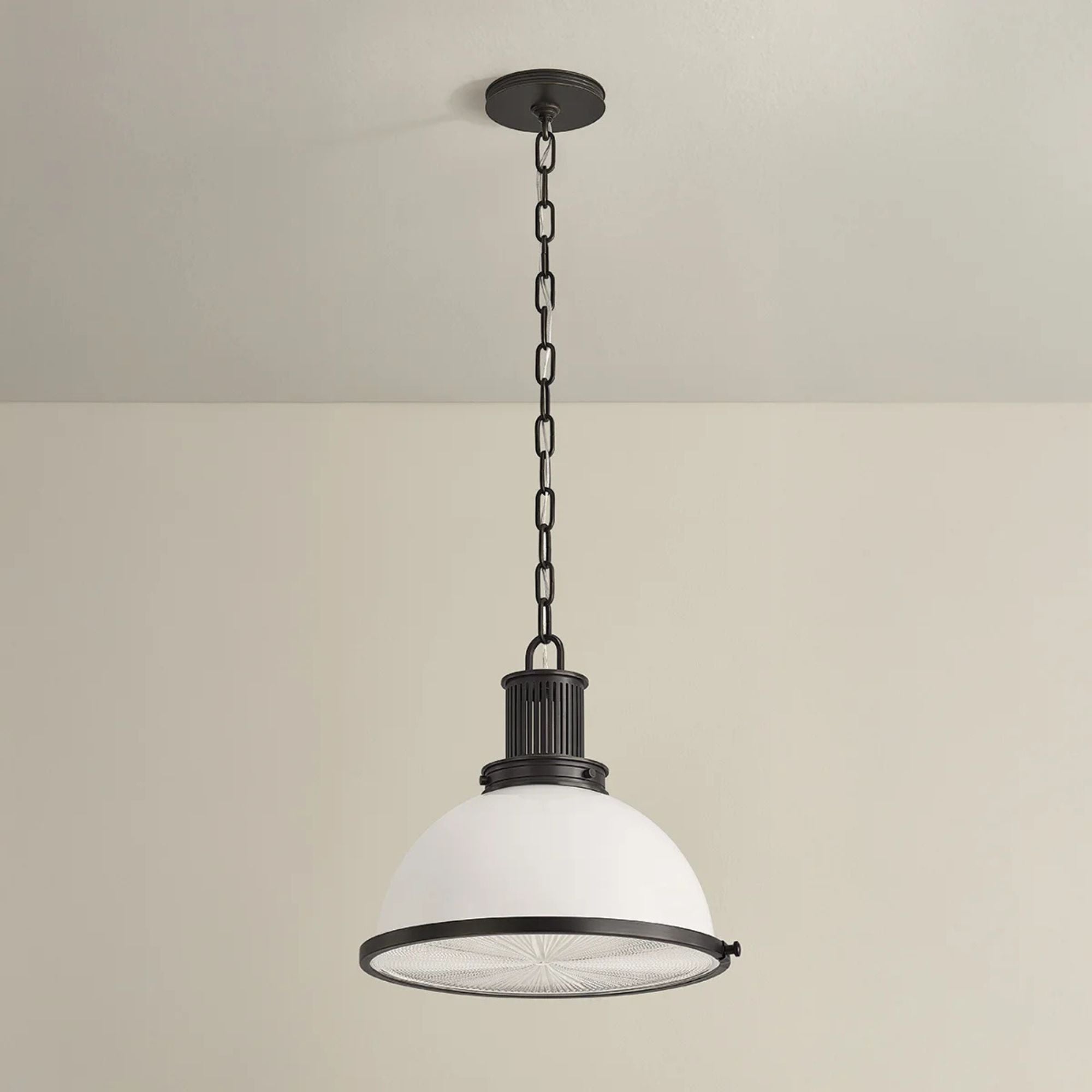 Hudson Valley Pinesbridge 14.5 in. Pendant Light, Distressed Bronze with Opal Glossy & Holophane Glass