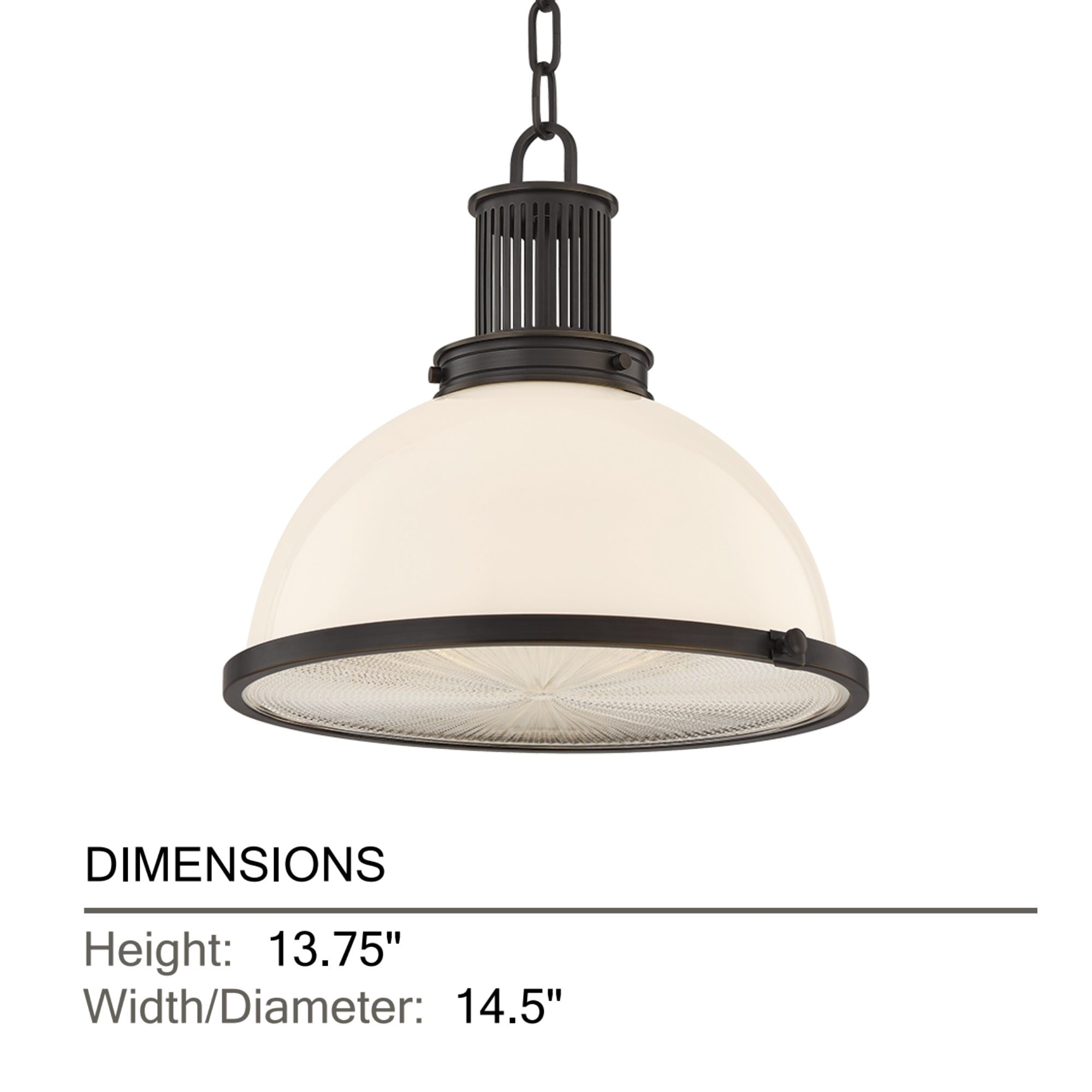 Hudson Valley Pinesbridge 14.5 in. Pendant Light, Distressed Bronze with Opal Glossy & Holophane Glass