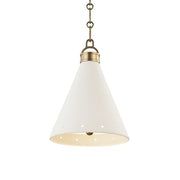 Plaster No.1 13" Pendant, Aged Brass/White Plaster Finish
