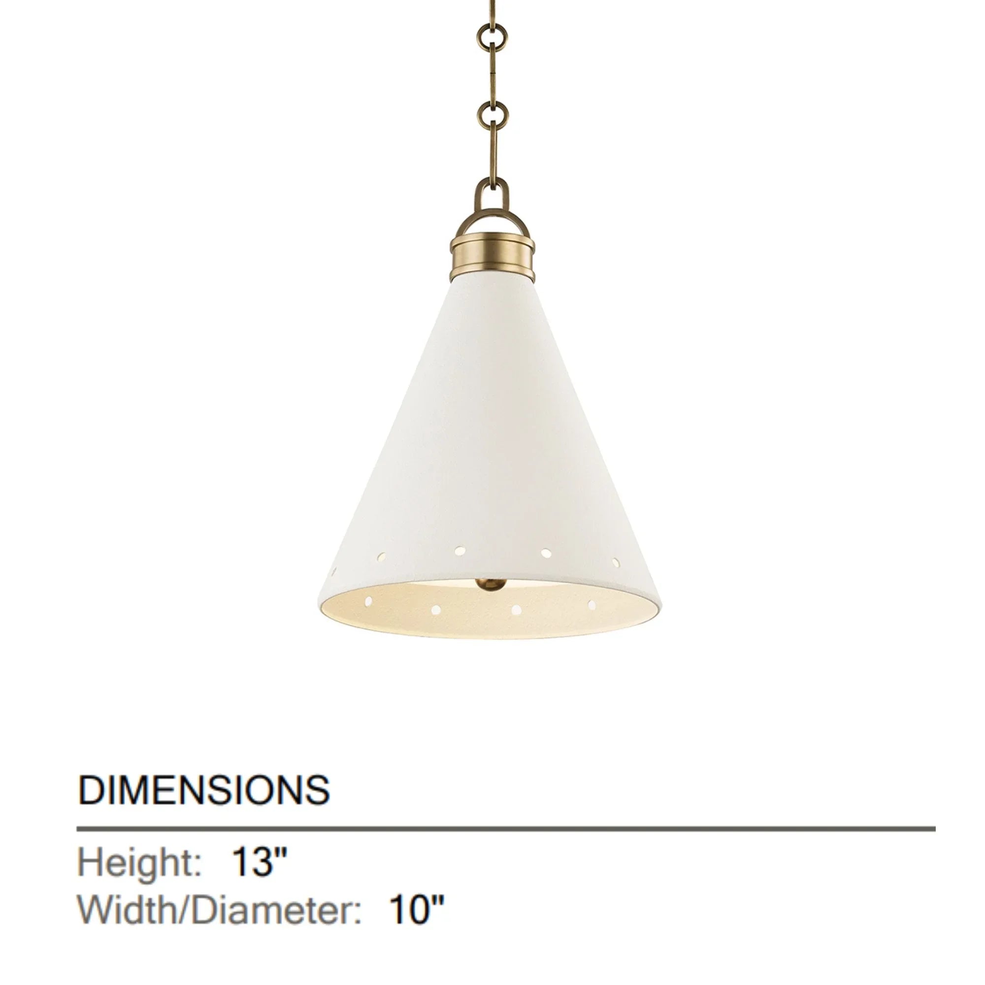 Plaster No.1 13" Pendant, Aged Brass/White Plaster Finish