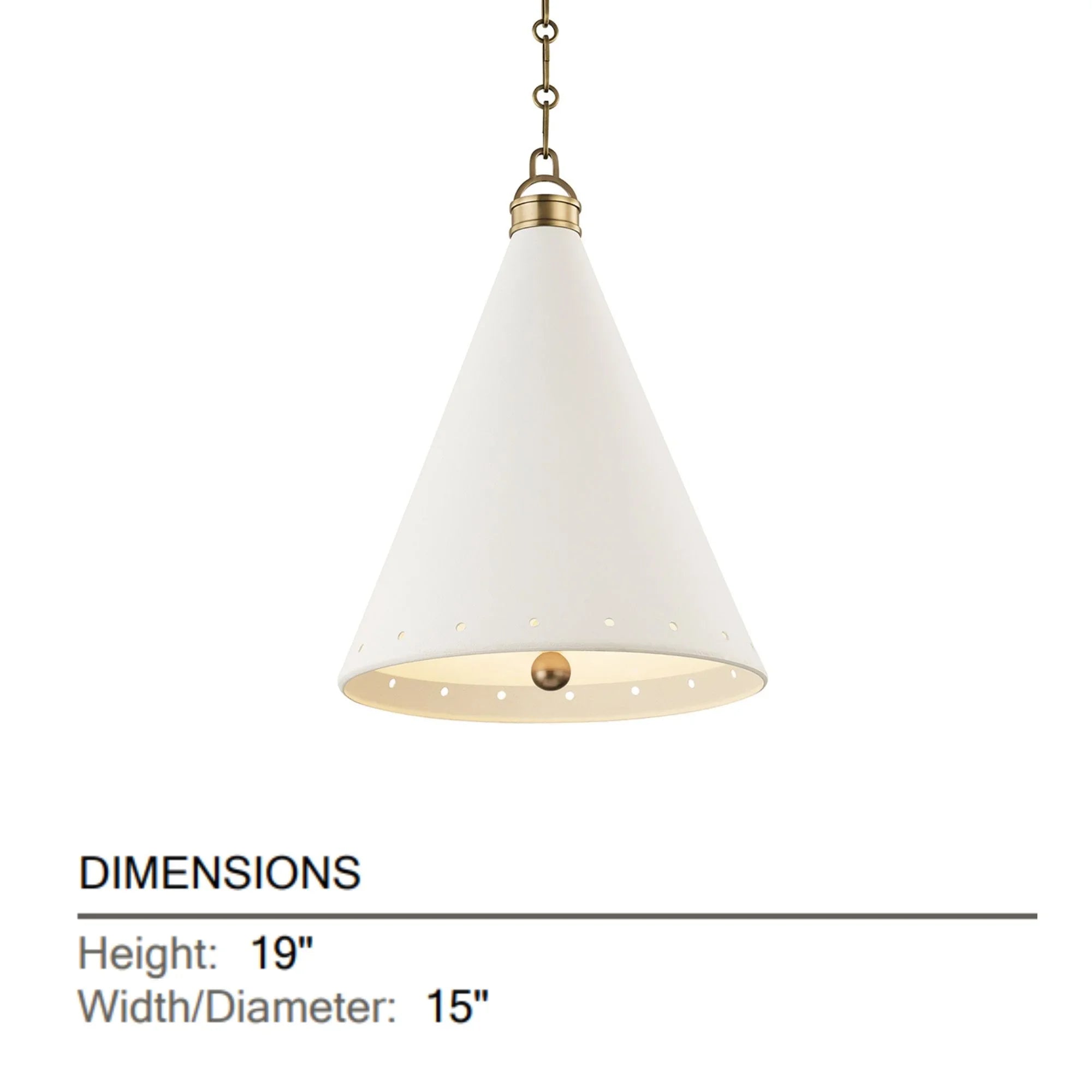 Hudson Valley Lighting - Plaster No.1 19" Pendant, Aged Brass/White Plaster Finish | Bees Lighting