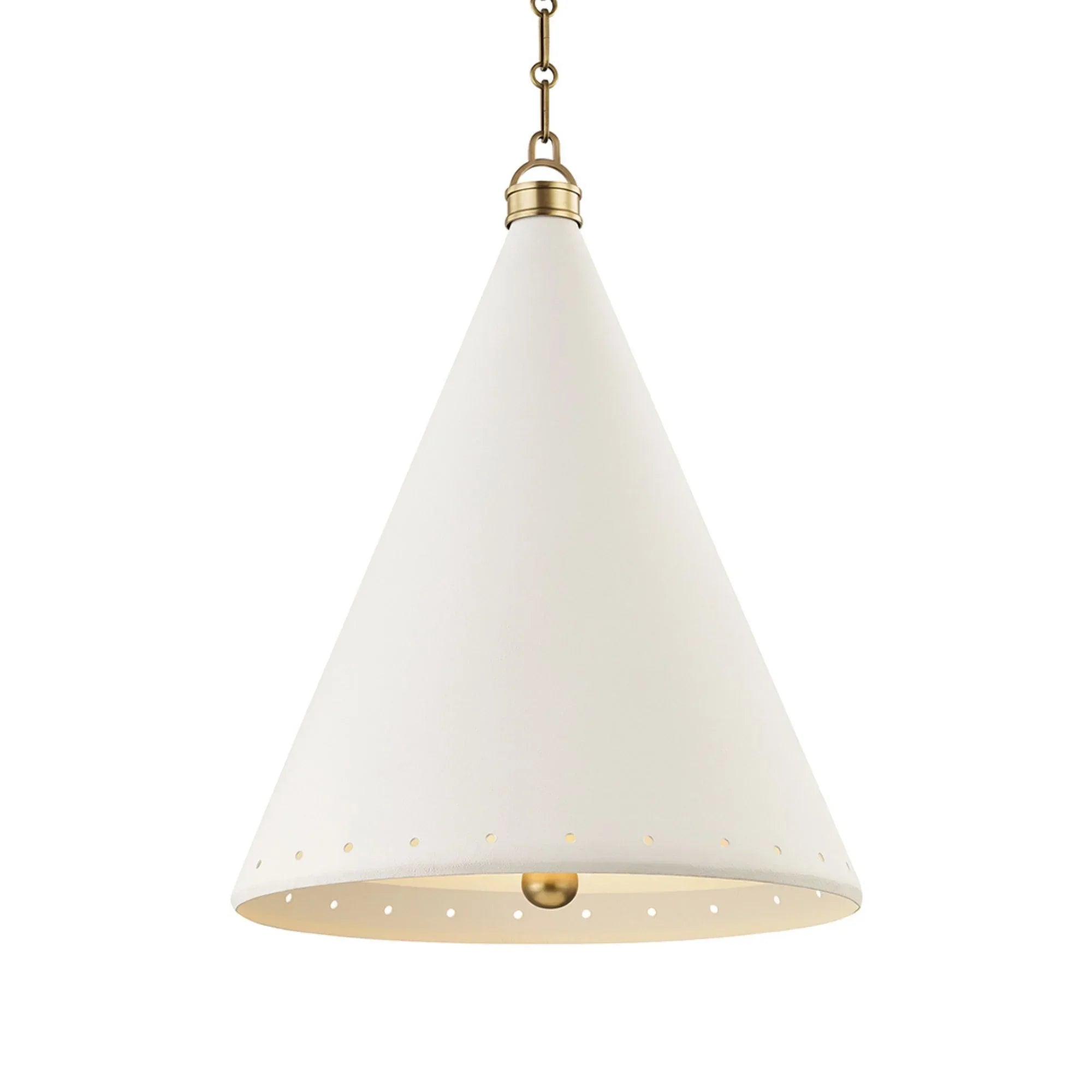 Plaster No.1 25" 2-Light Pendant, Aged Brass/White Plaster Finish