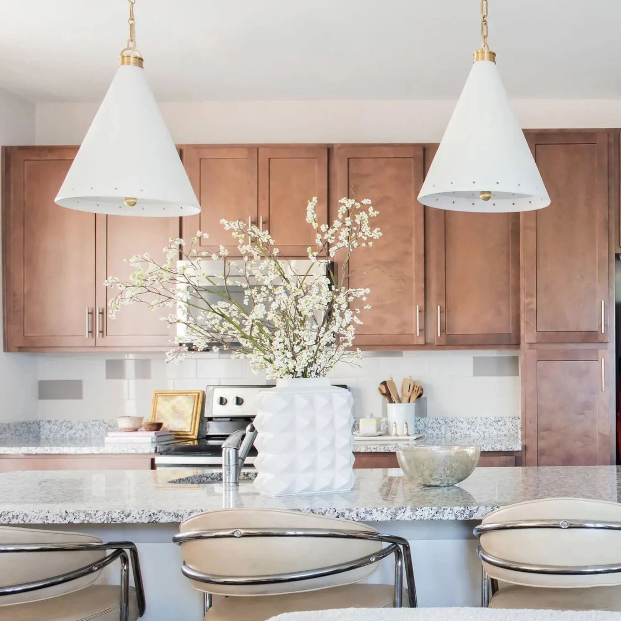 Plaster No.1 25" 2-Light Pendant, Aged Brass/White Plaster Finish