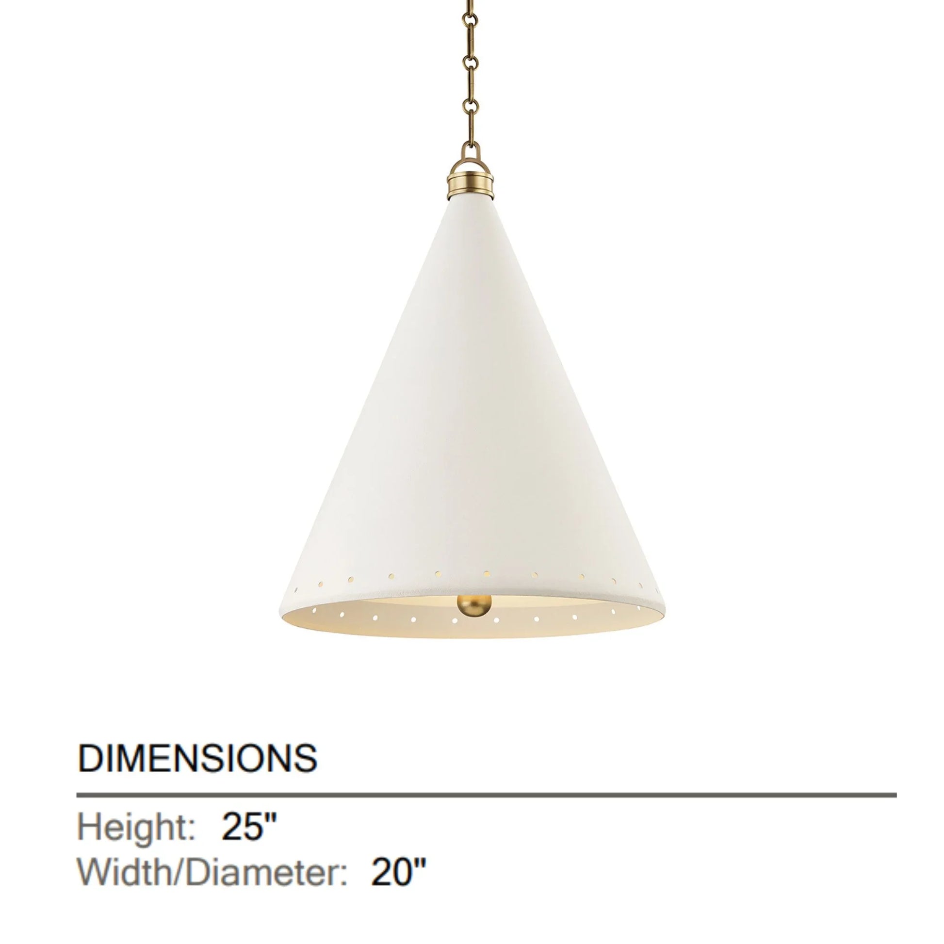 Hudson Valley Lighting - Plaster No.1 25" 2-Light Pendant, Aged Brass/White Plaster Finish | Bees Lighting