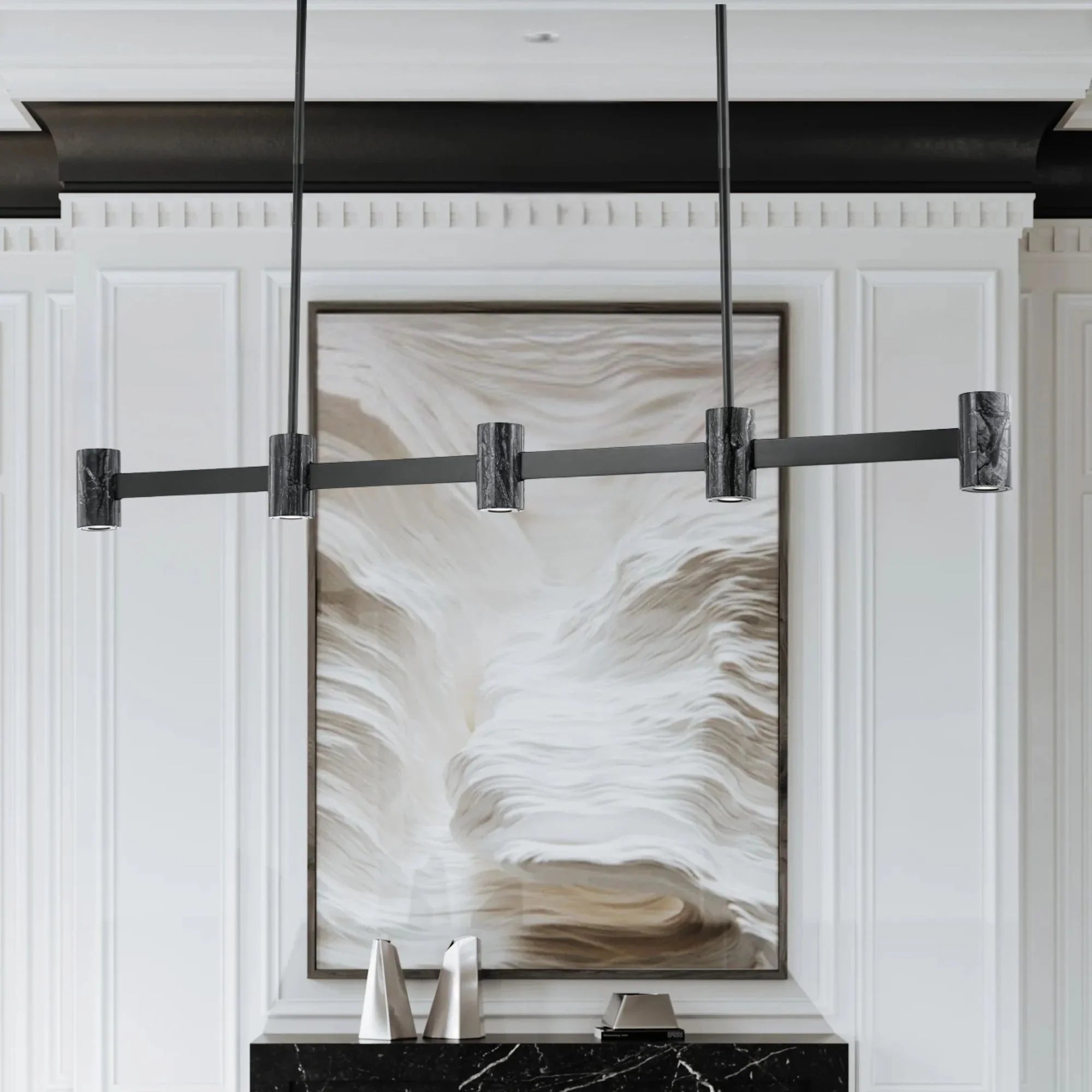 Predock 57" LED Island Pendant, Black Brass Finish