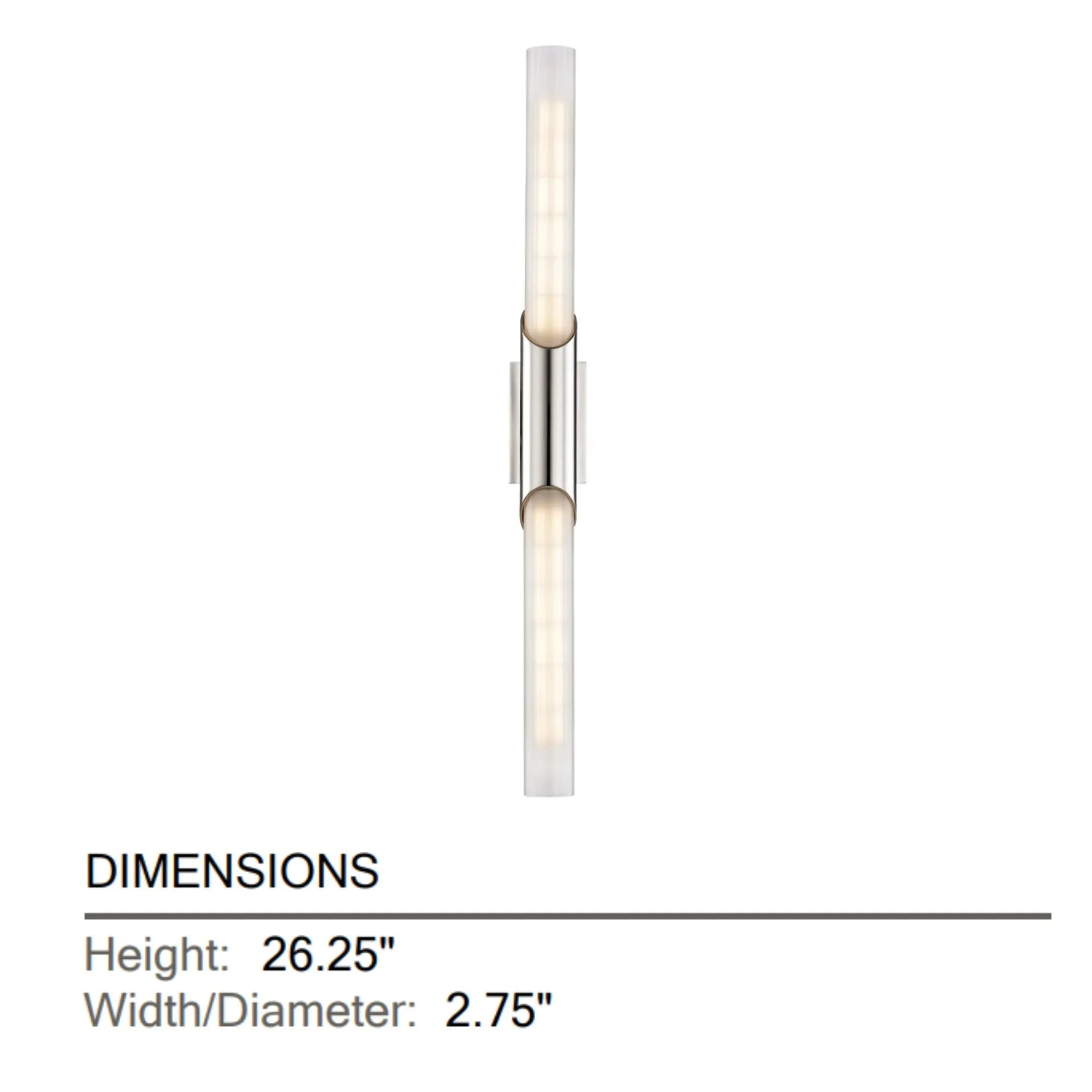 Pylon 26" 2-Light Wall Sconce, Polished Nickel Finish